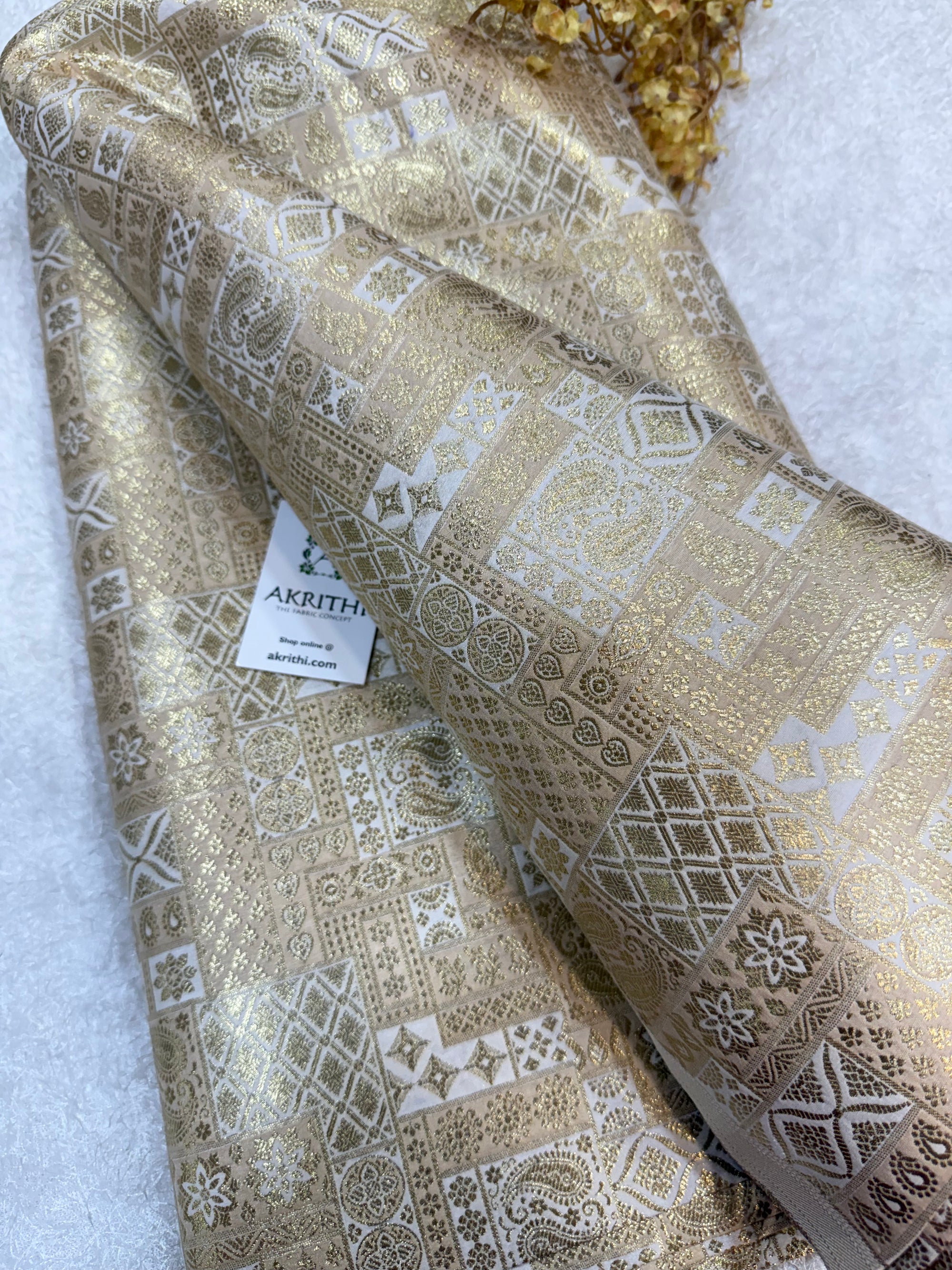 Multicoloured Pure Banarasi brocade fabric