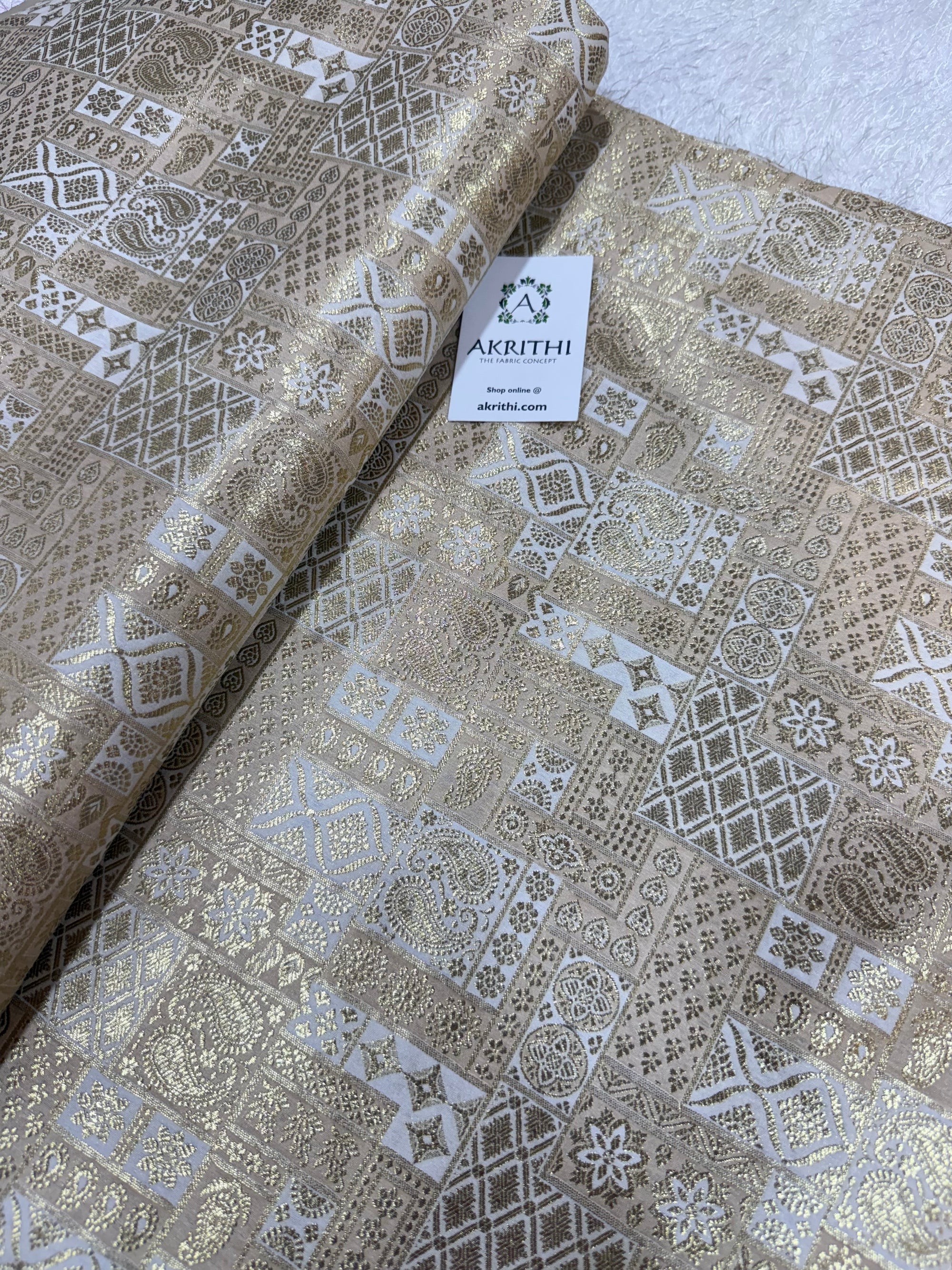 Multicoloured Pure Banarasi brocade fabric