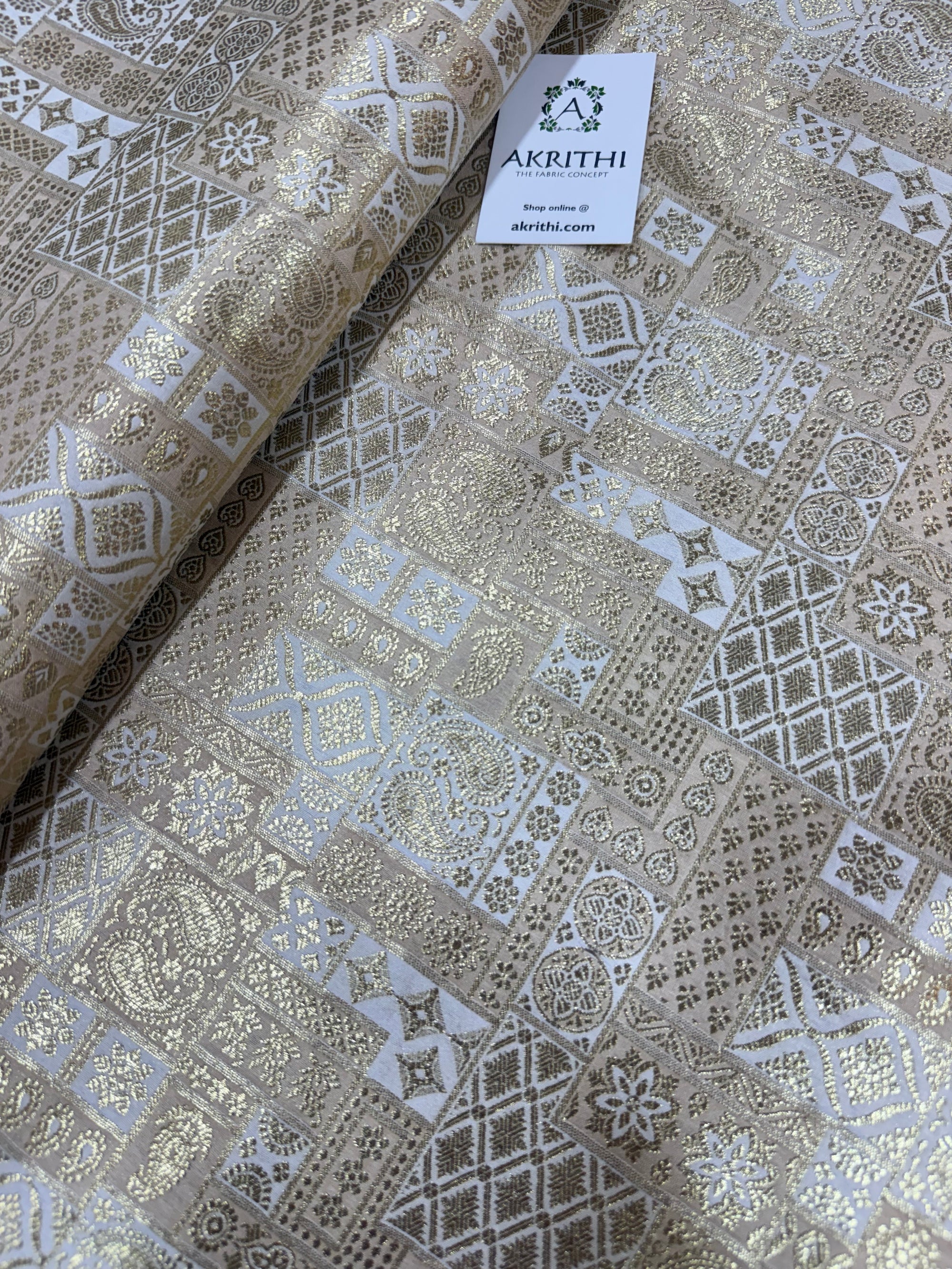 Multicoloured Pure Banarasi brocade fabric