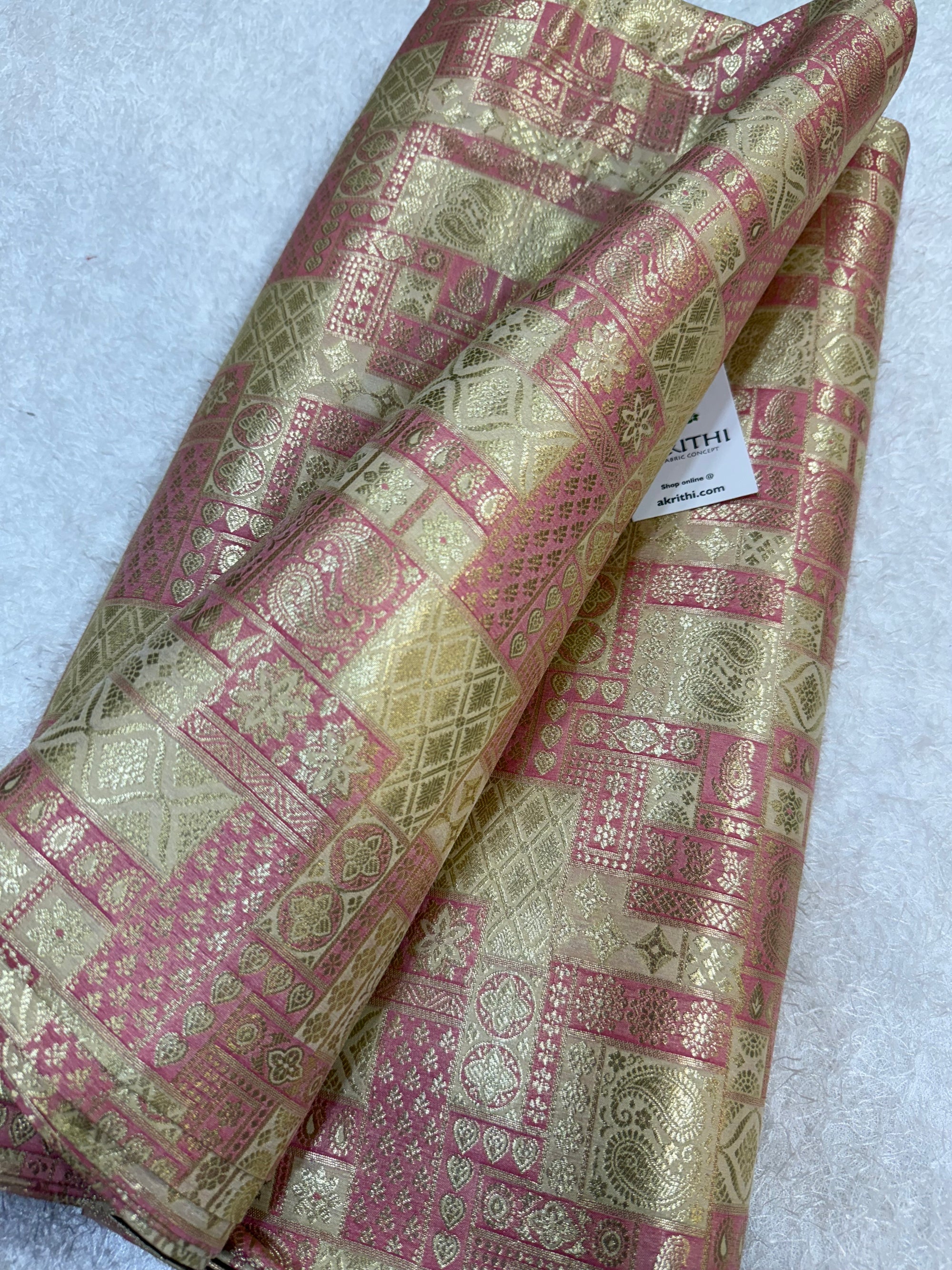 Multicoloured Pure Banarasi brocade fabric