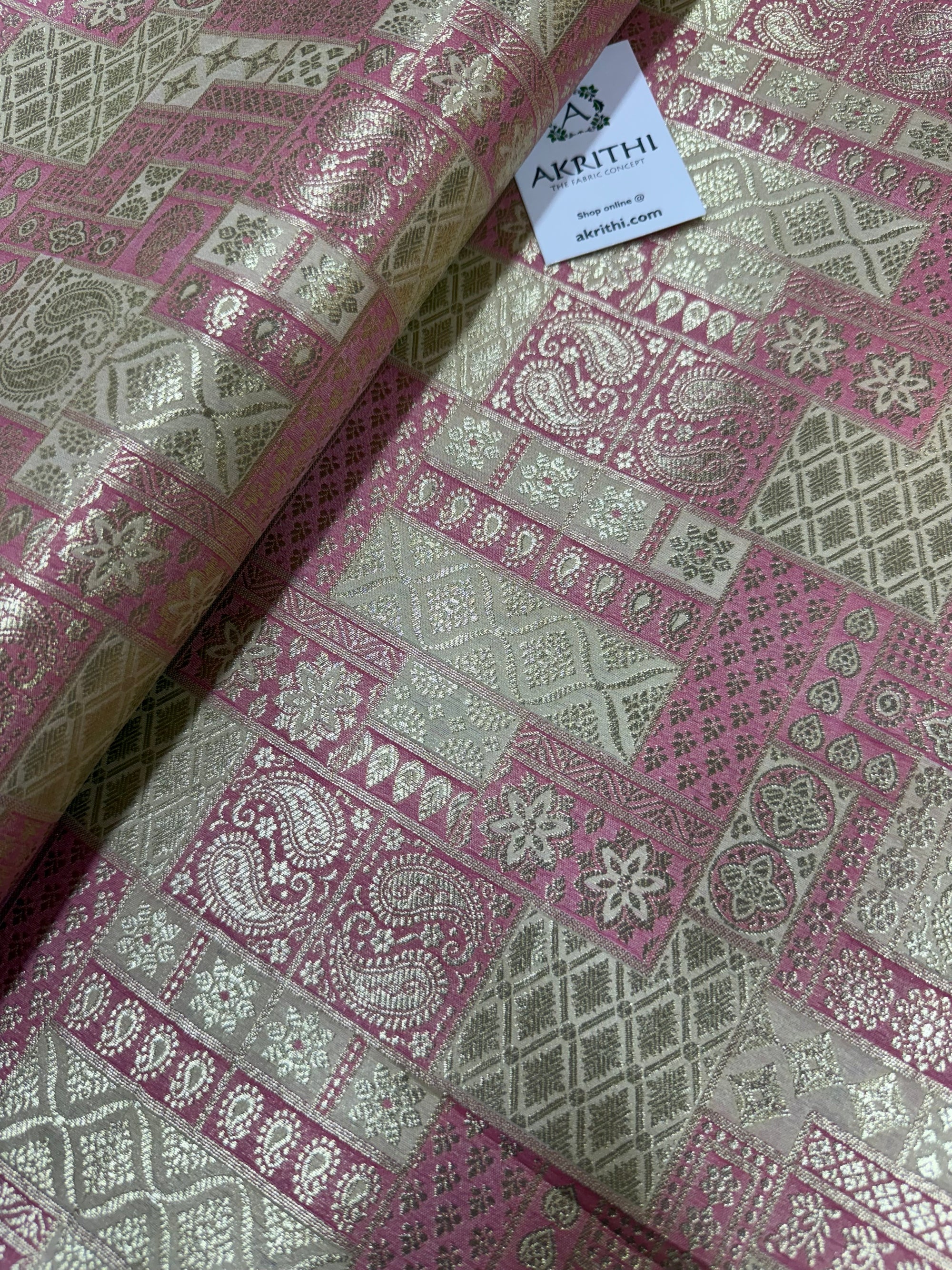 Multicoloured Pure Banarasi brocade fabric