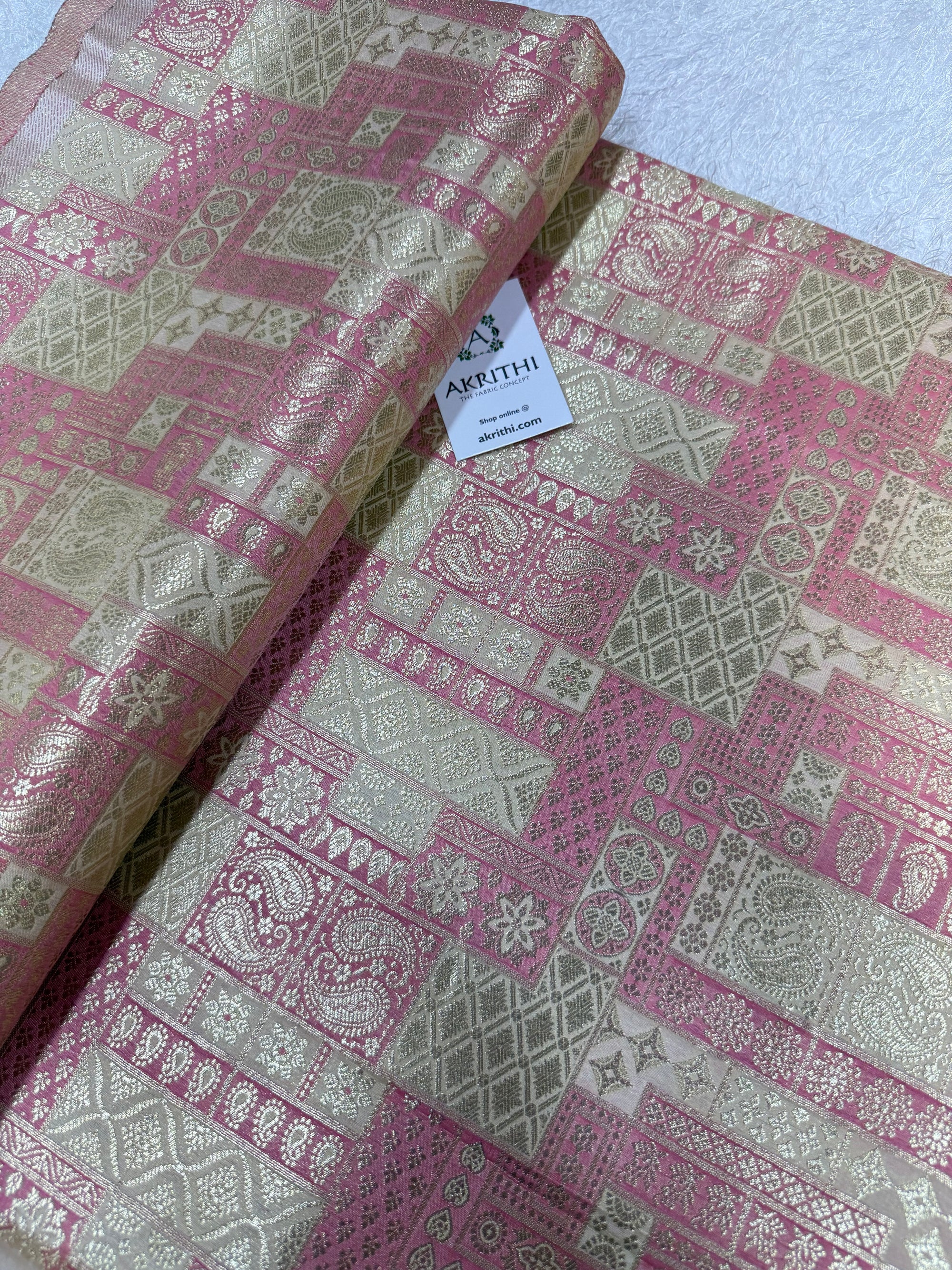 Multicoloured Pure Banarasi brocade fabric