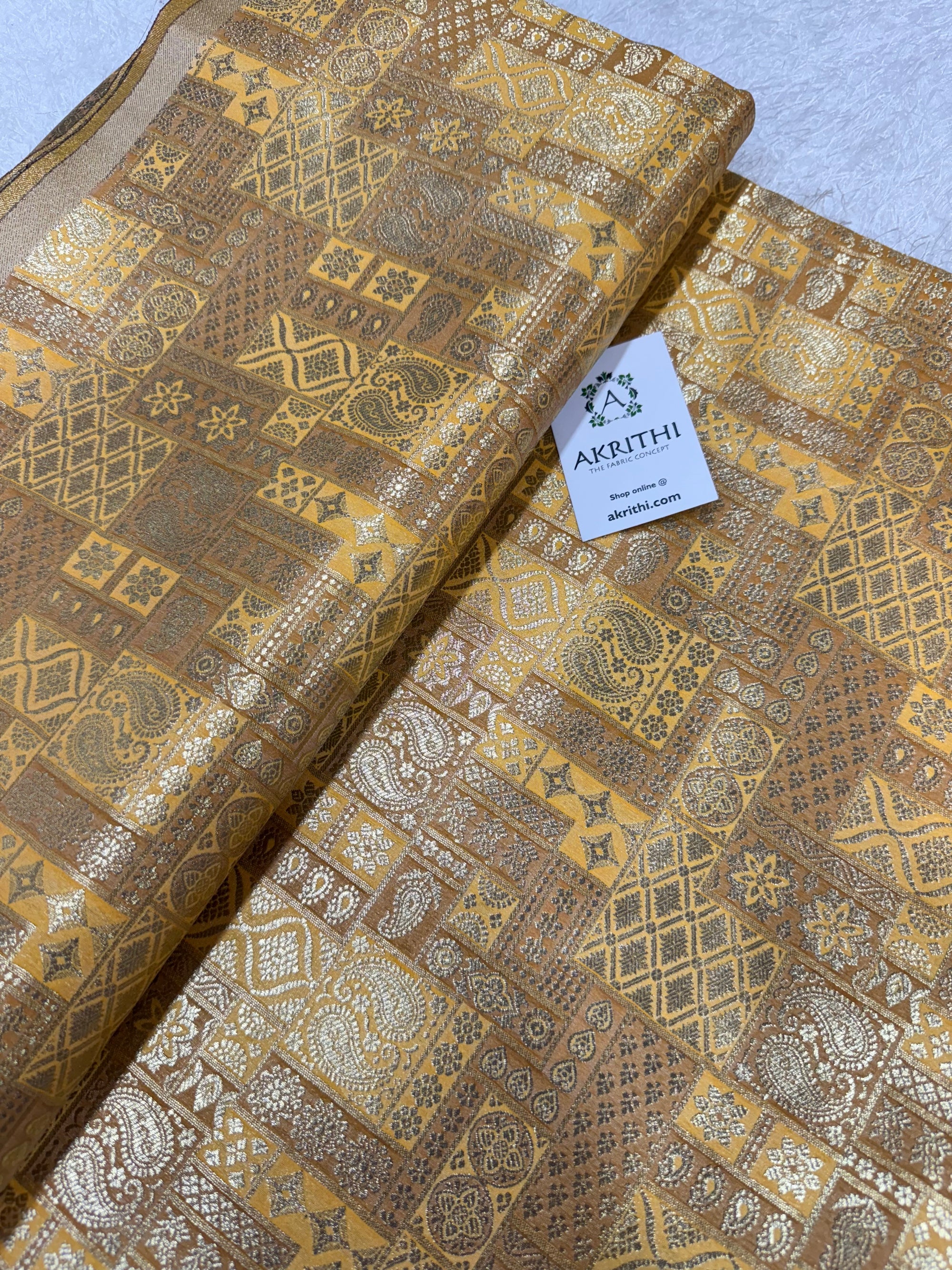 Multicoloured Pure Banarasi brocade fabric