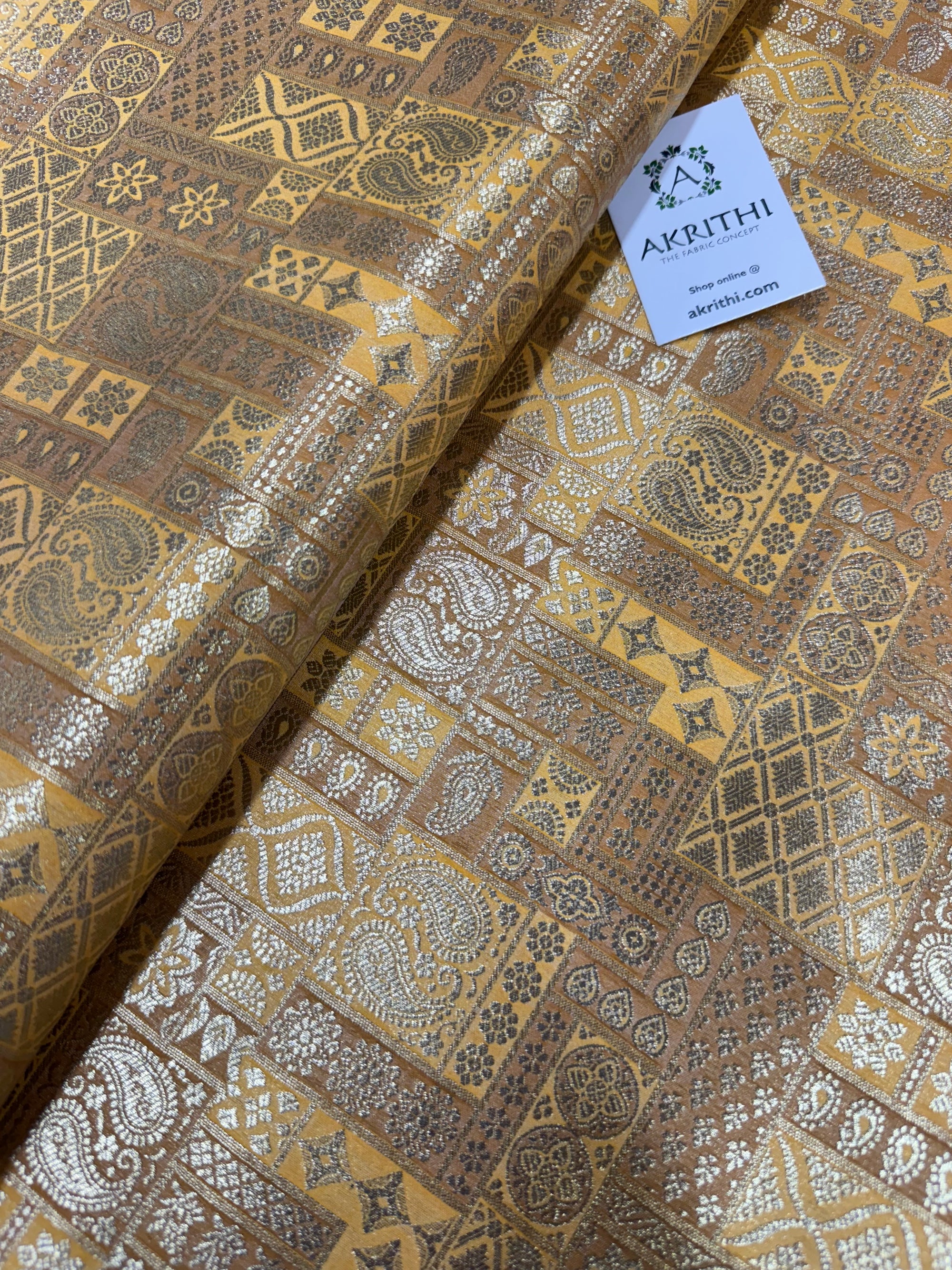 Multicoloured Pure Banarasi brocade fabric