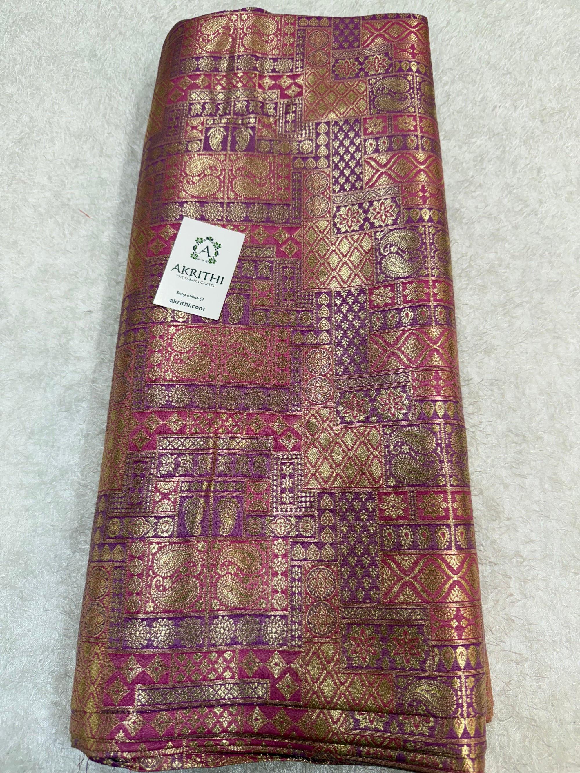 Multicoloured Pure Banarasi brocade fabric