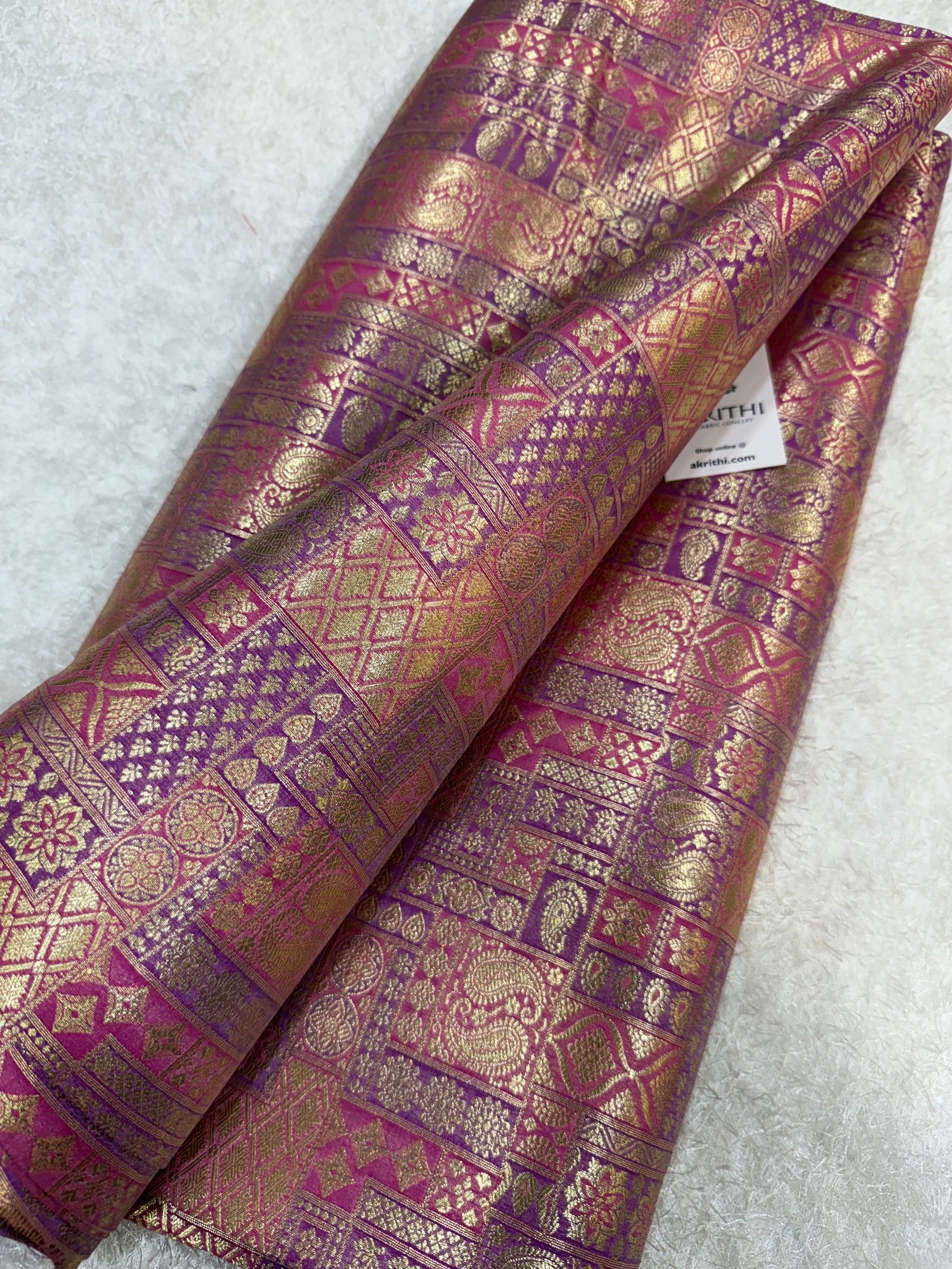 Multicoloured Pure Banarasi brocade fabric