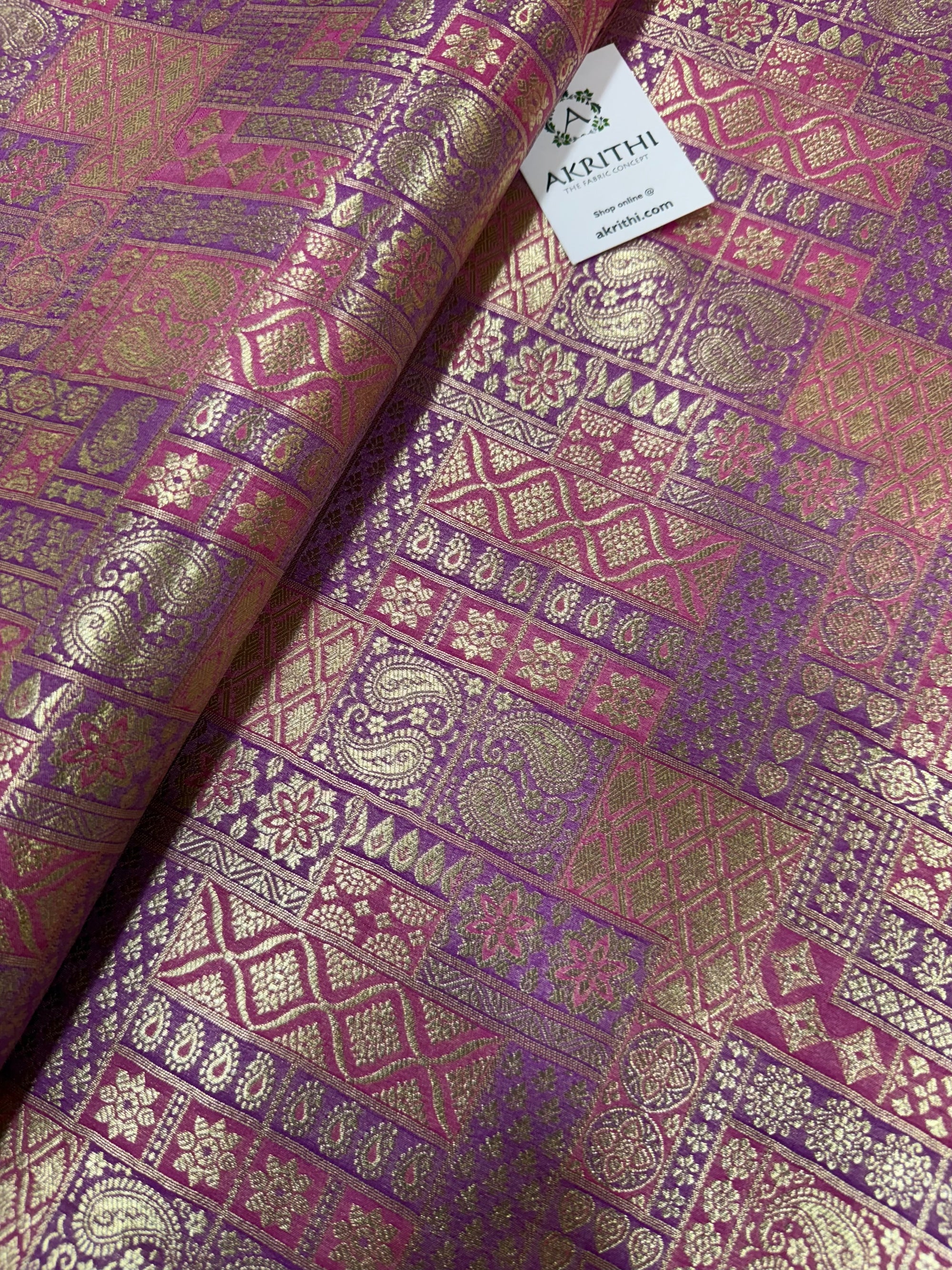 Multicoloured Pure Banarasi brocade fabric