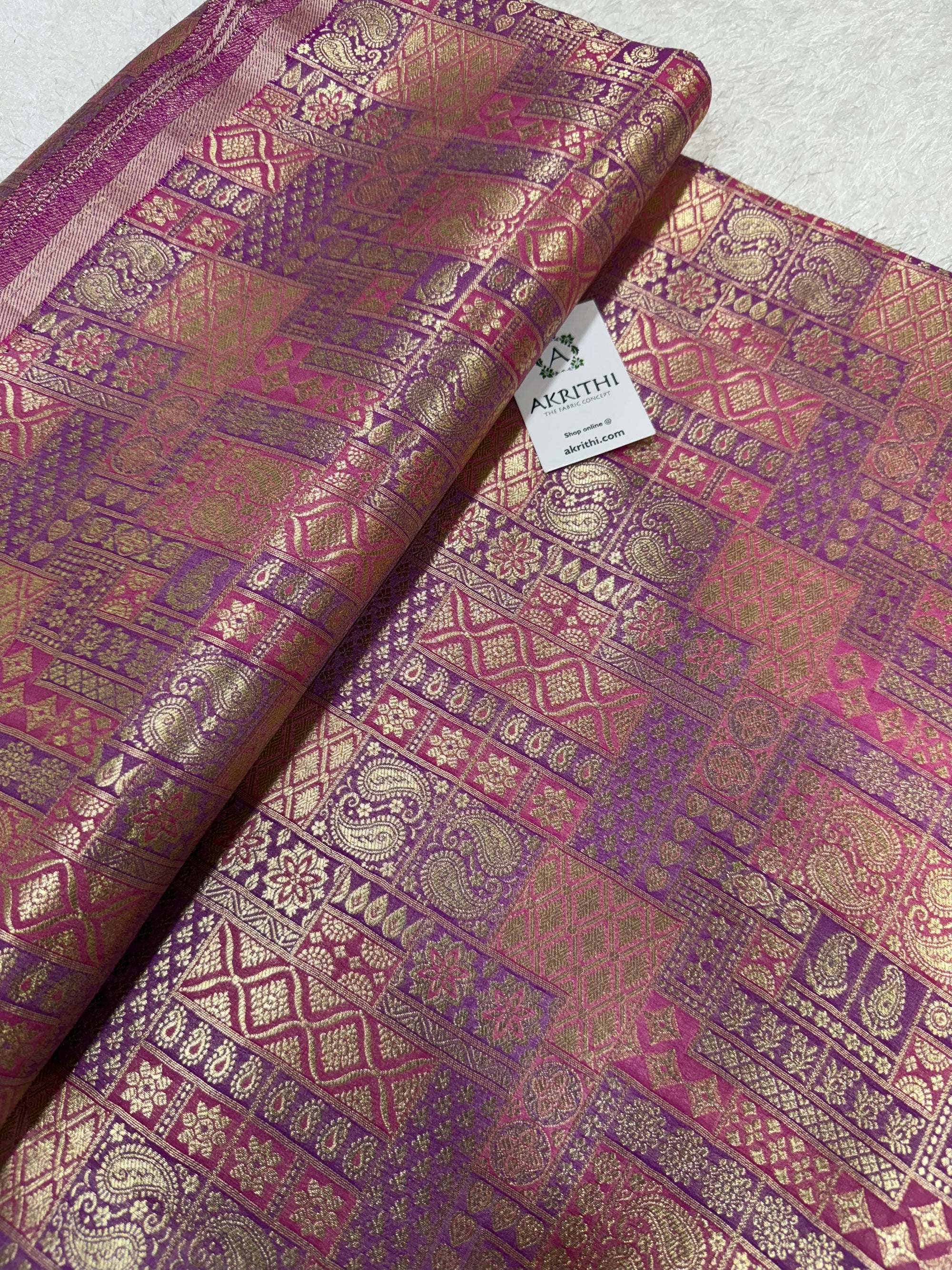 Multicoloured Pure Banarasi brocade fabric