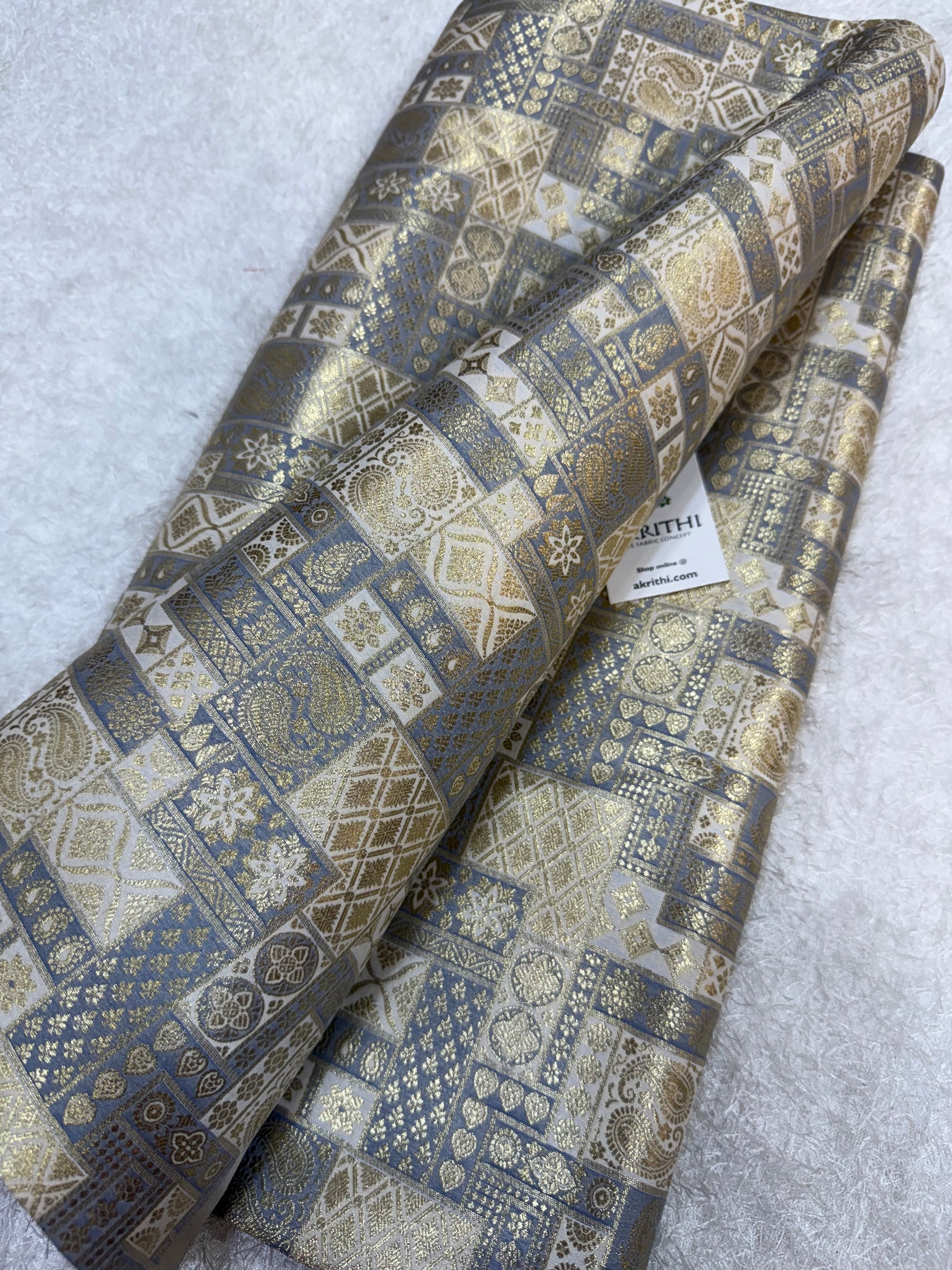 Multicoloured Pure Banarasi brocade fabric