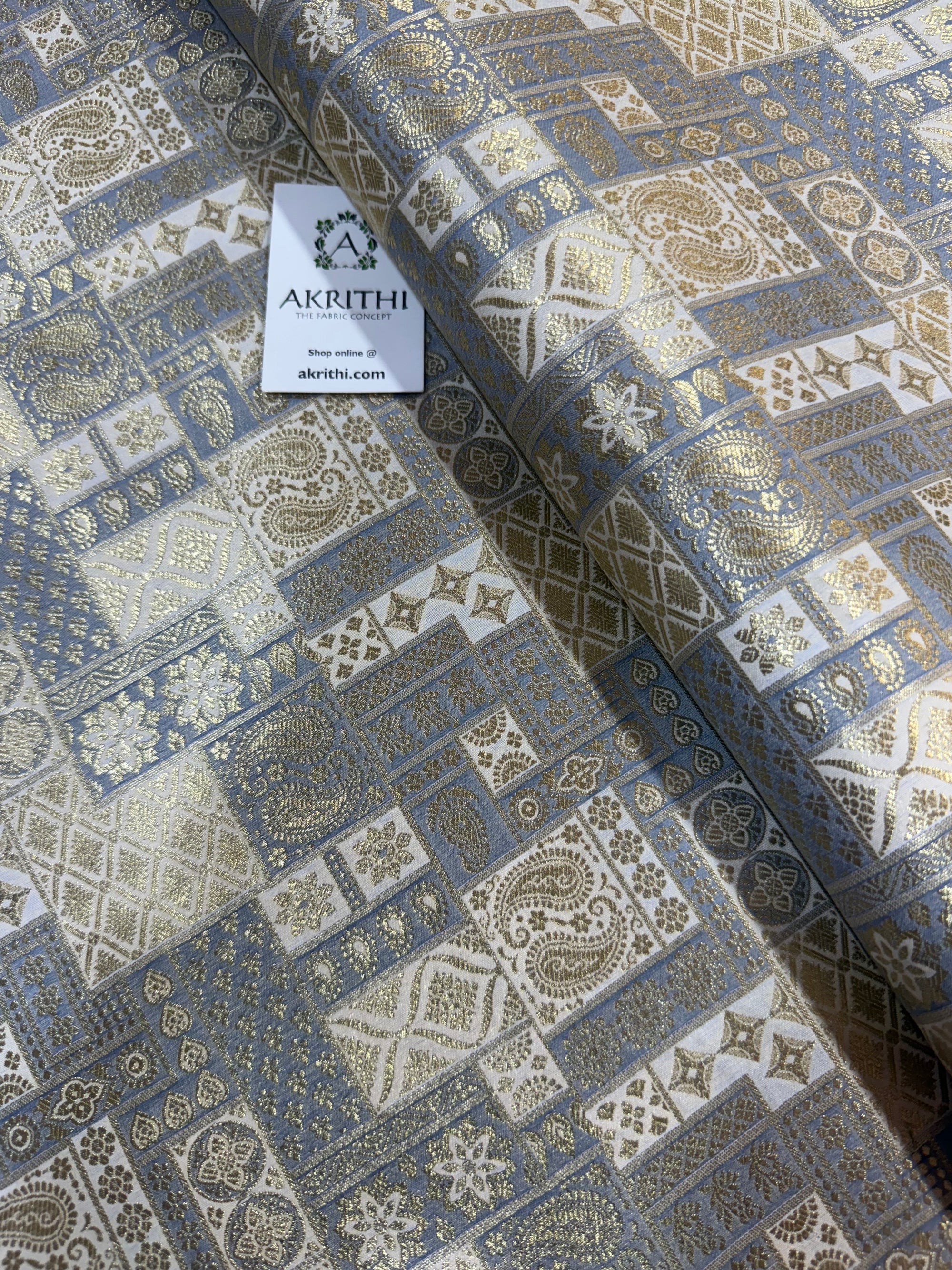 Multicoloured Pure Banarasi brocade fabric