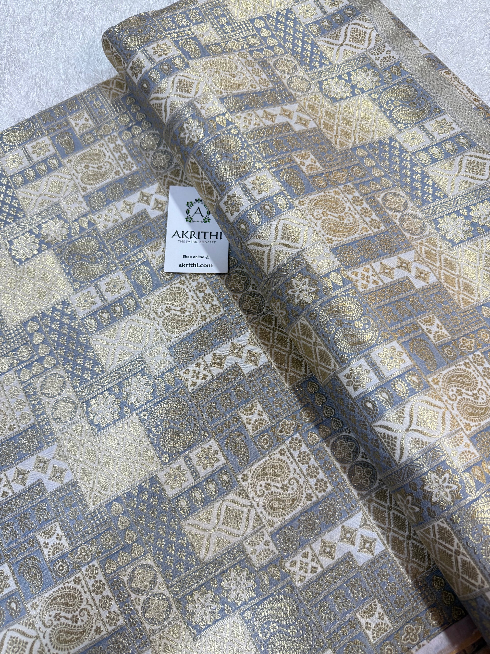 Multicoloured Pure Banarasi brocade fabric