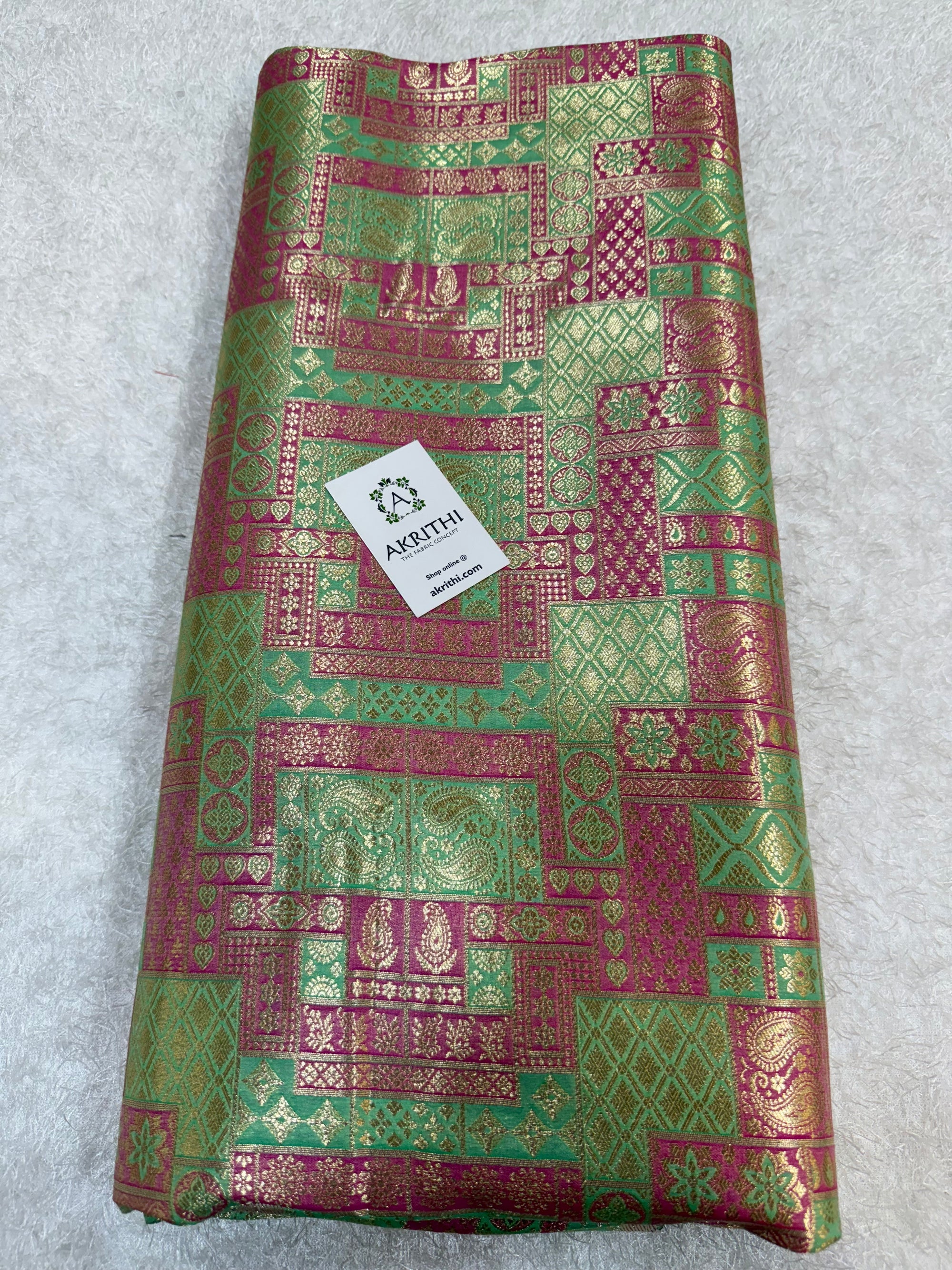 Multicoloured Pure Banarasi brocade fabric