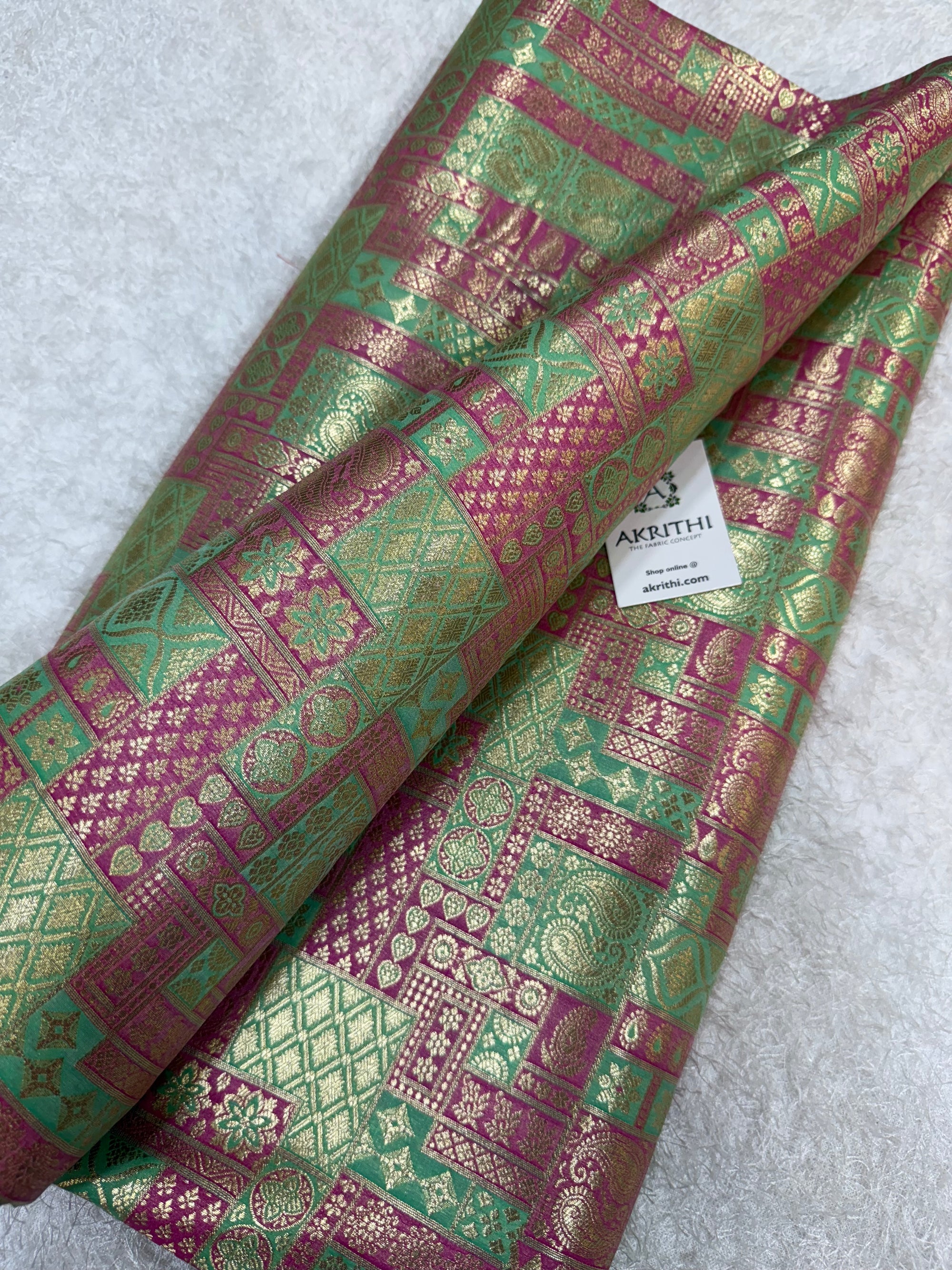 Multicoloured Pure Banarasi brocade fabric