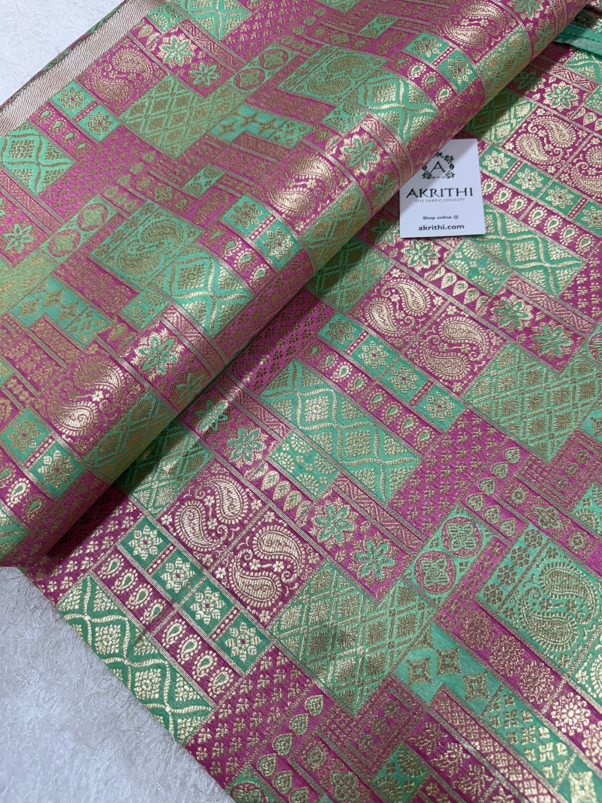 Multicoloured Pure Banarasi brocade fabric