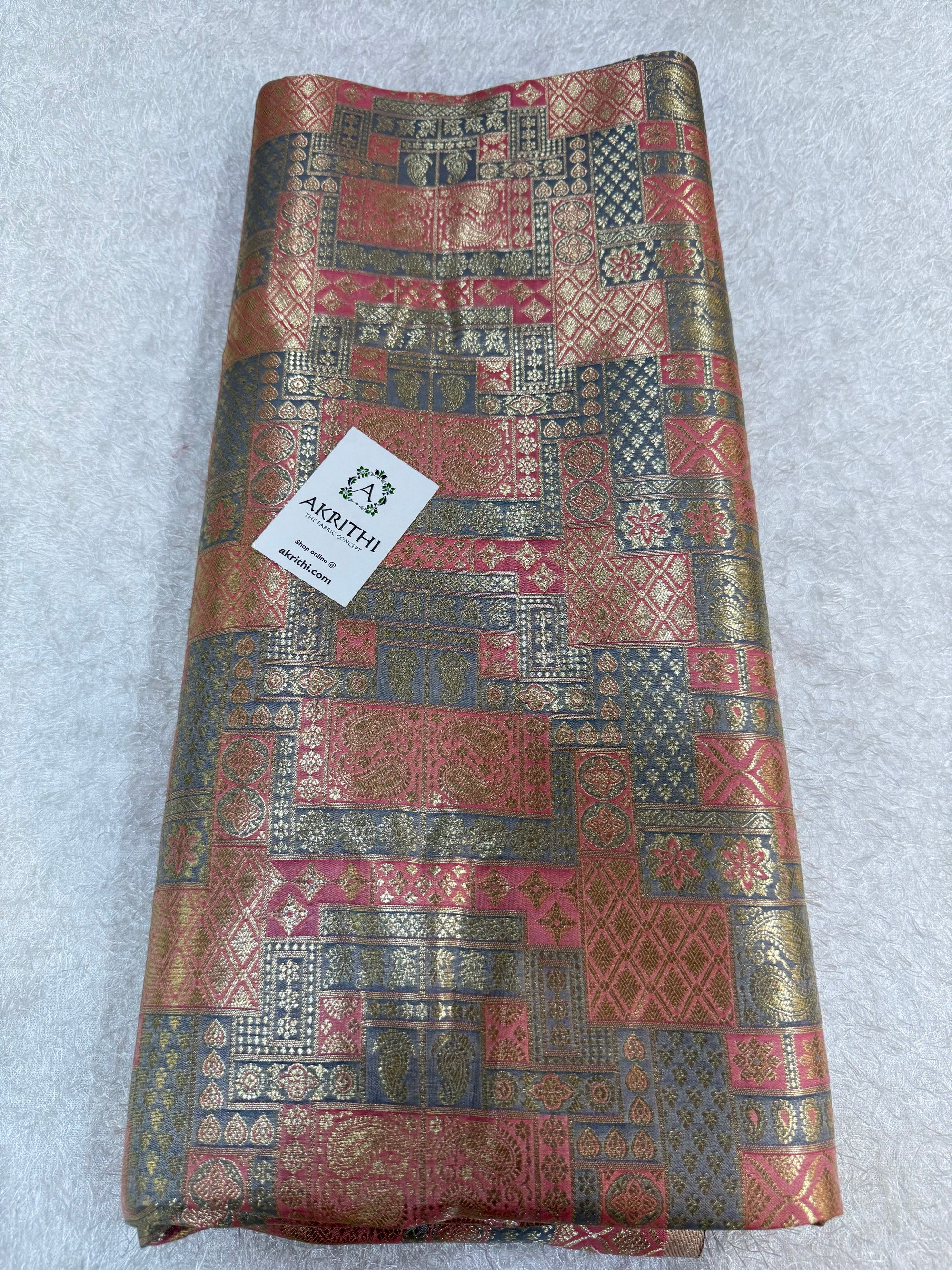 Multicoloured Pure Banarasi brocade fabric
