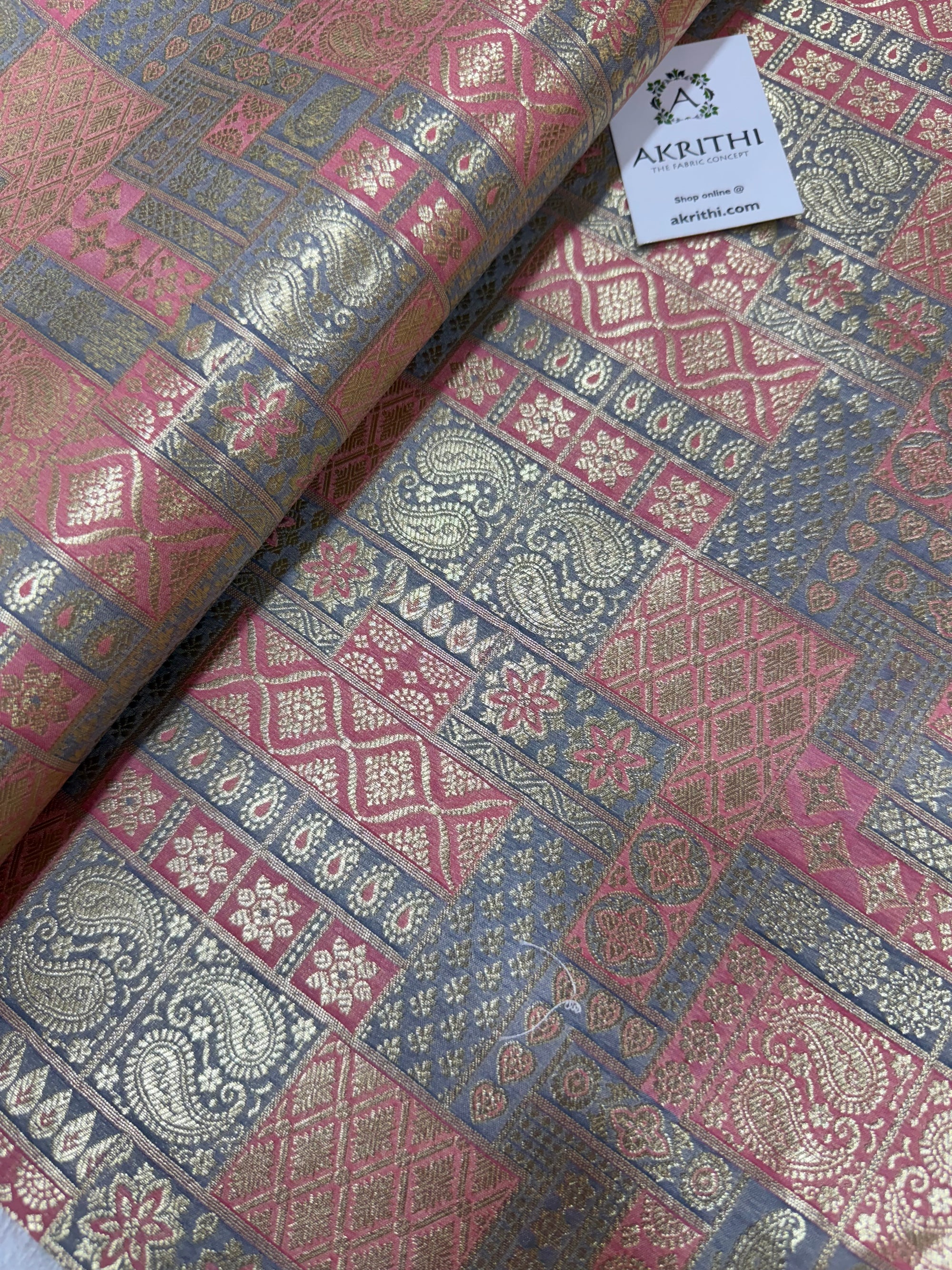 Multicoloured Pure Banarasi brocade fabric