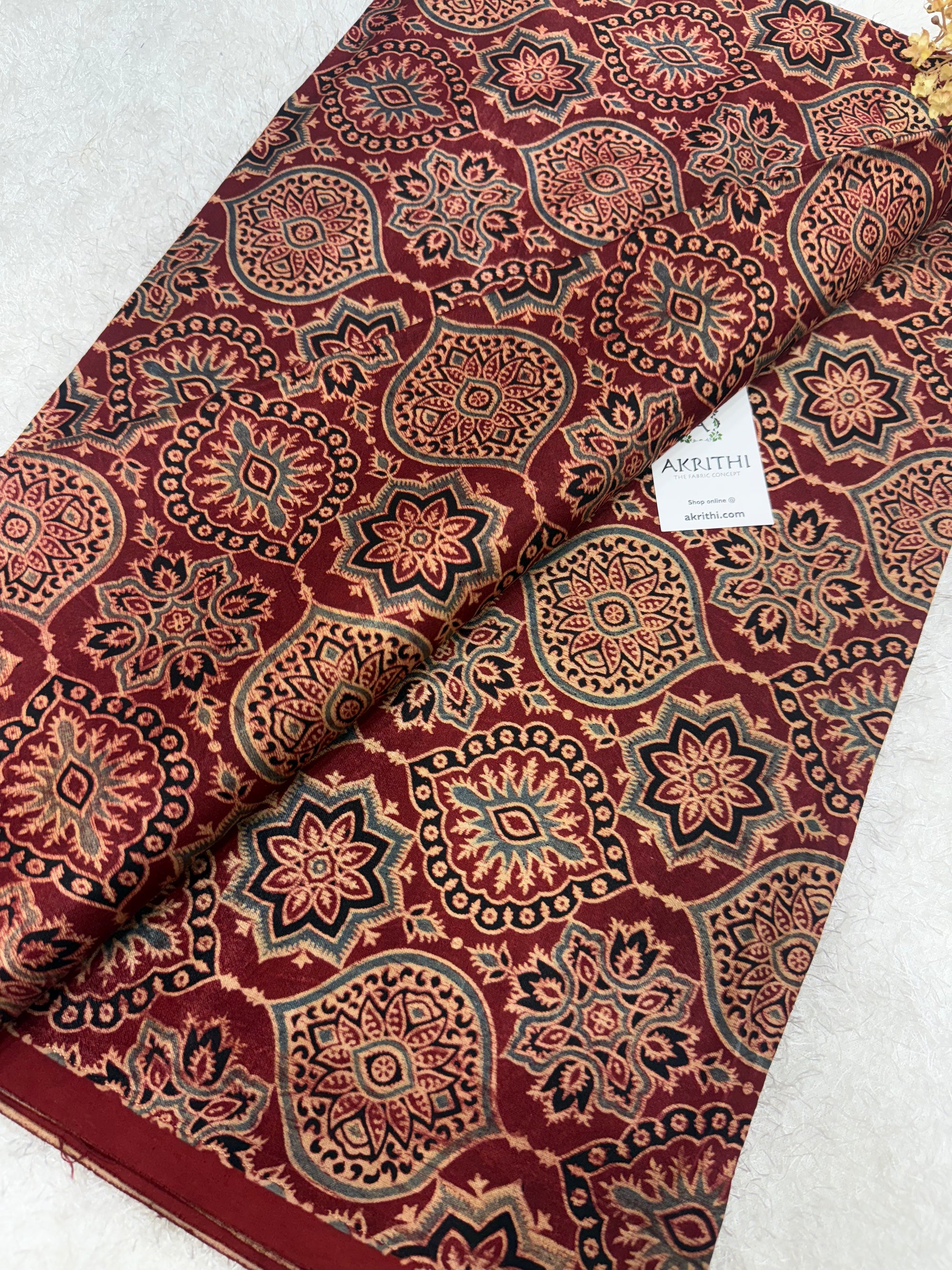 Ajrakh pure mashru silk fabric