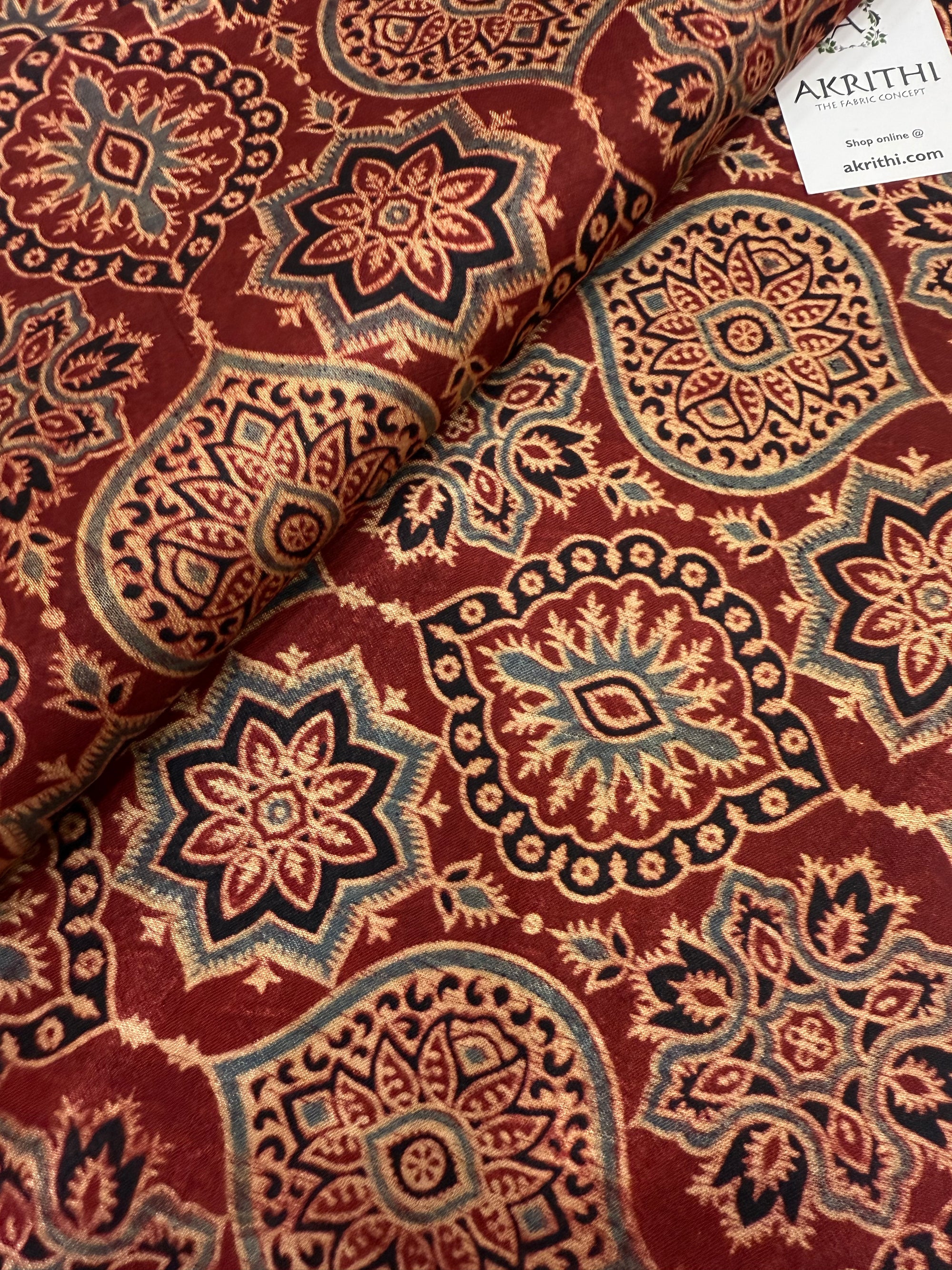 Ajrakh pure mashru silk fabric