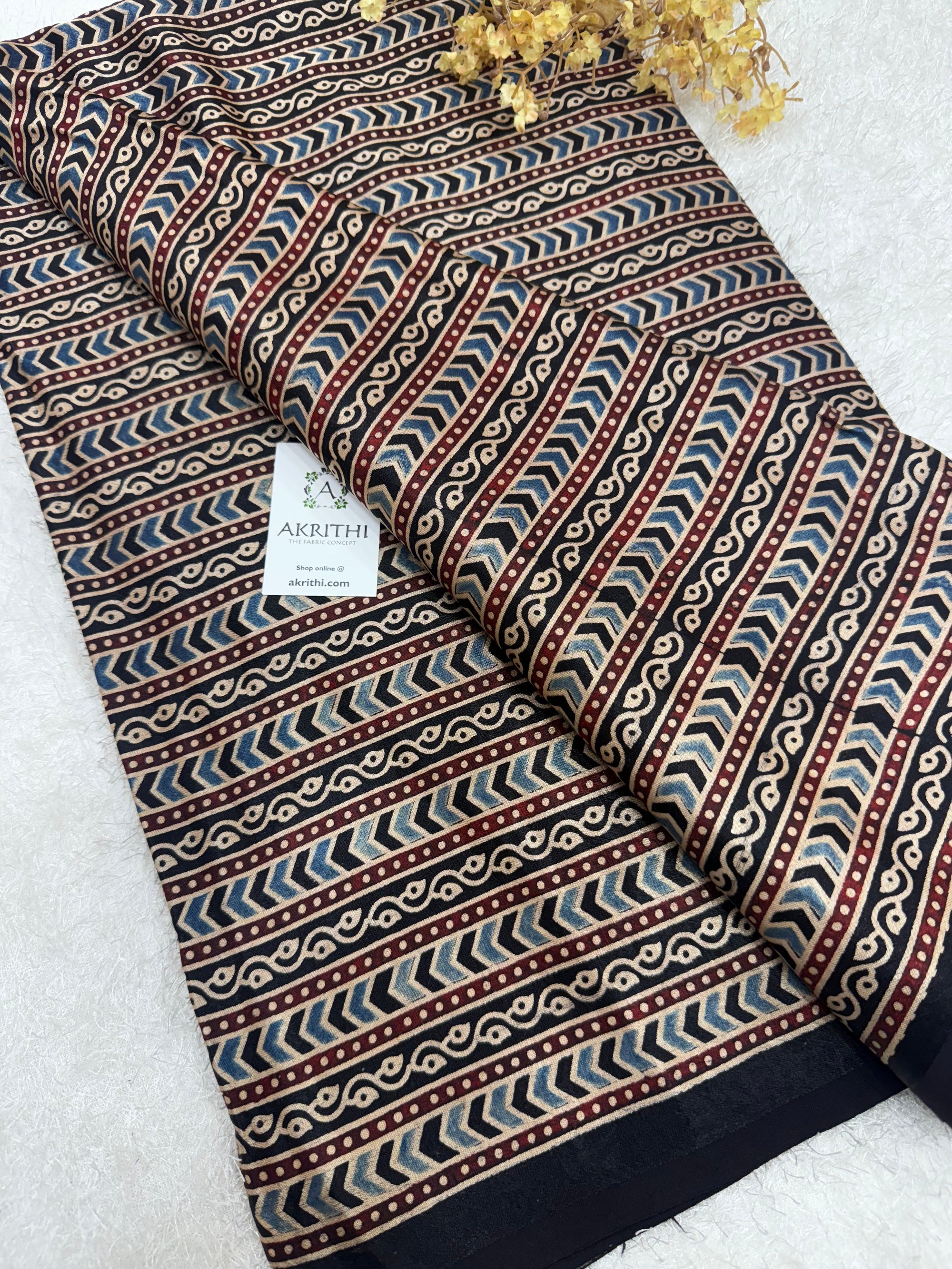 Ajrakh pure mashru silk fabric