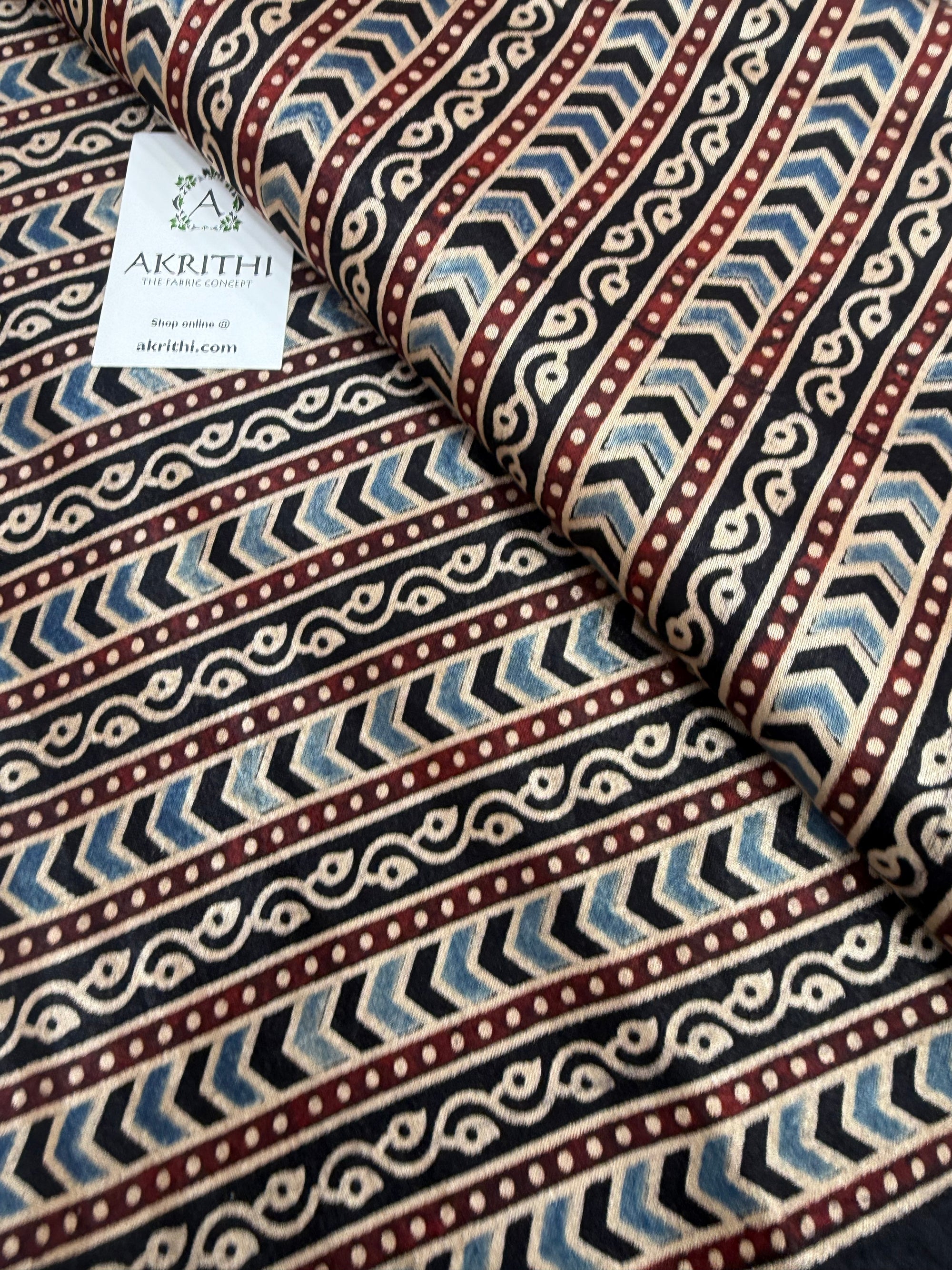 Ajrakh pure mashru silk fabric