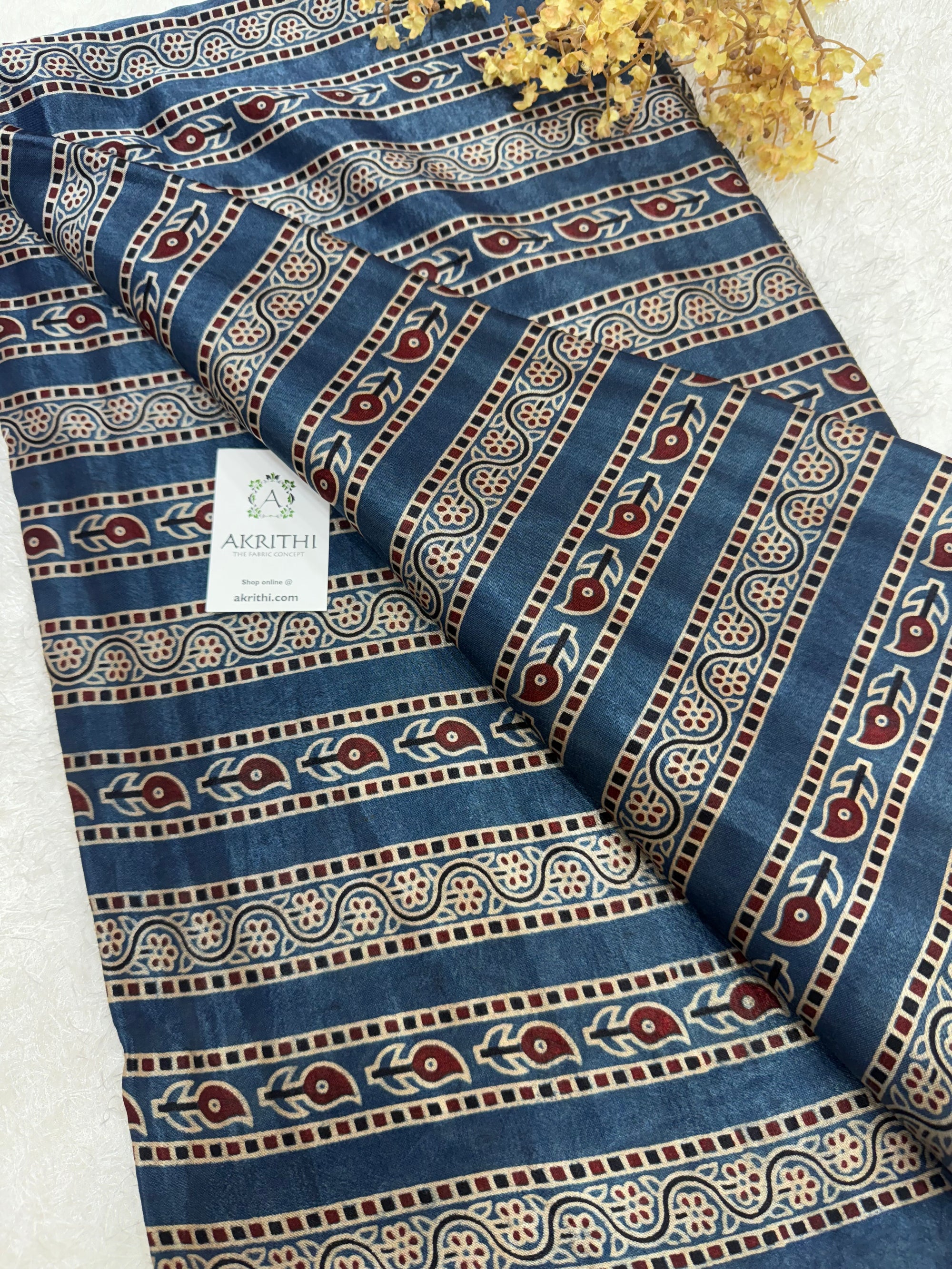Ajrakh pure mashru silk fabric
