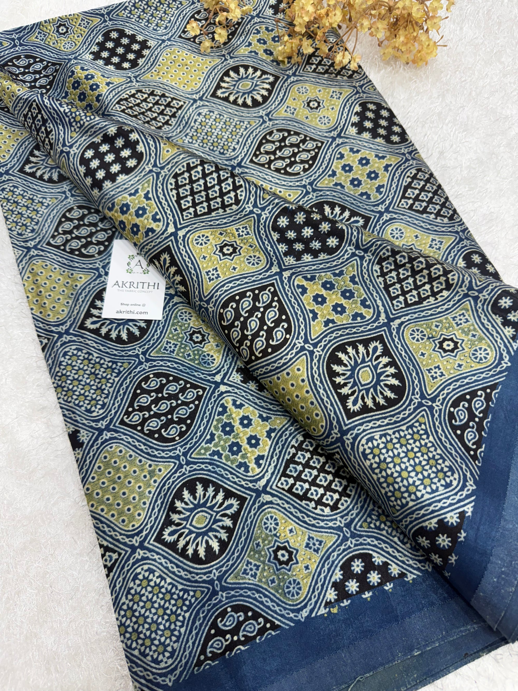Ajrakh pure mashru silk fabric