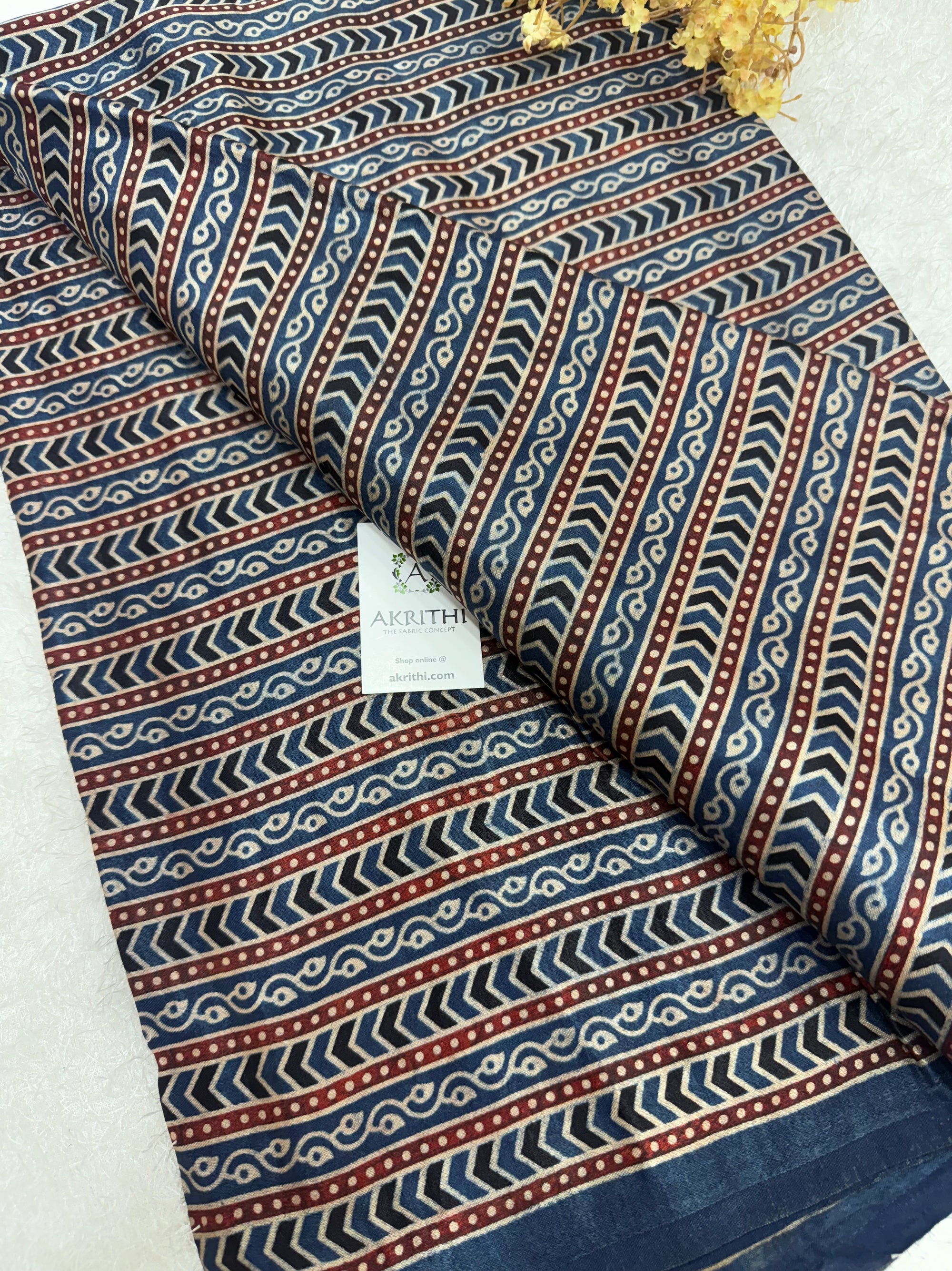 Ajrakh pure mashru silk fabric