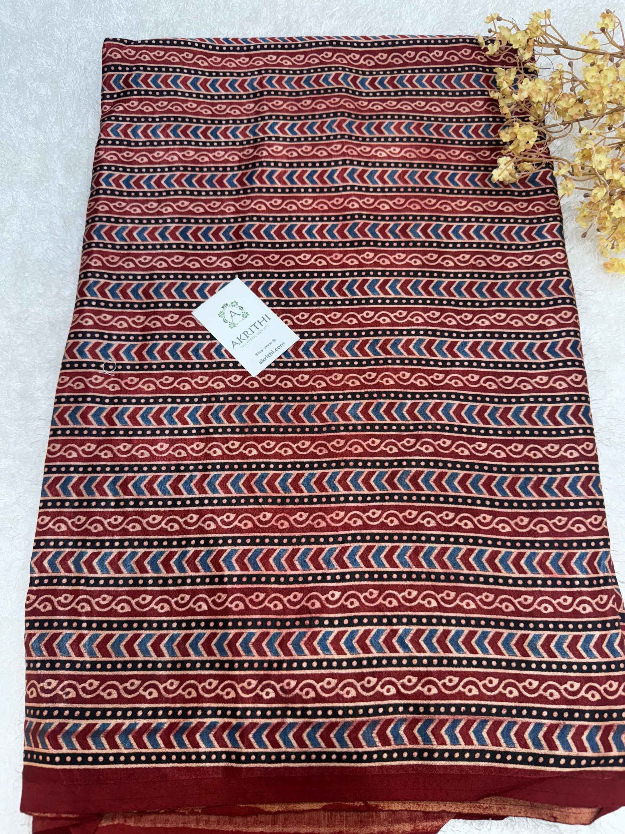 Ajrakh pure mashru silk fabric