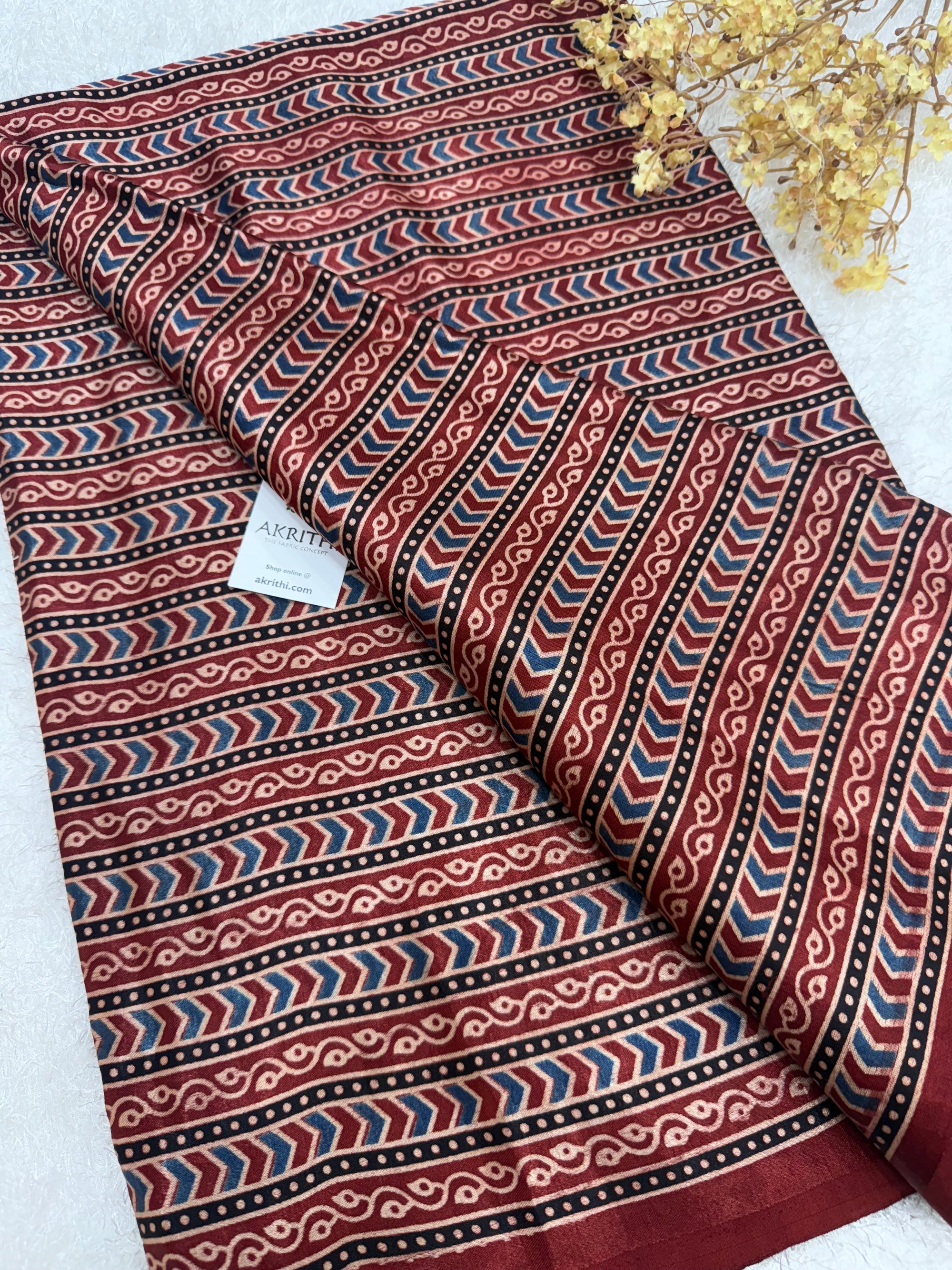 Ajrakh pure mashru silk fabric