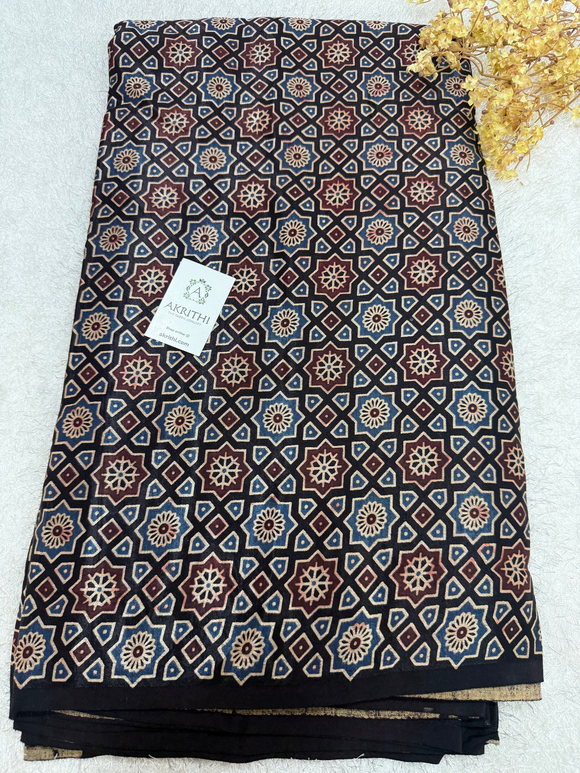 Ajrakh pure mashru silk fabric