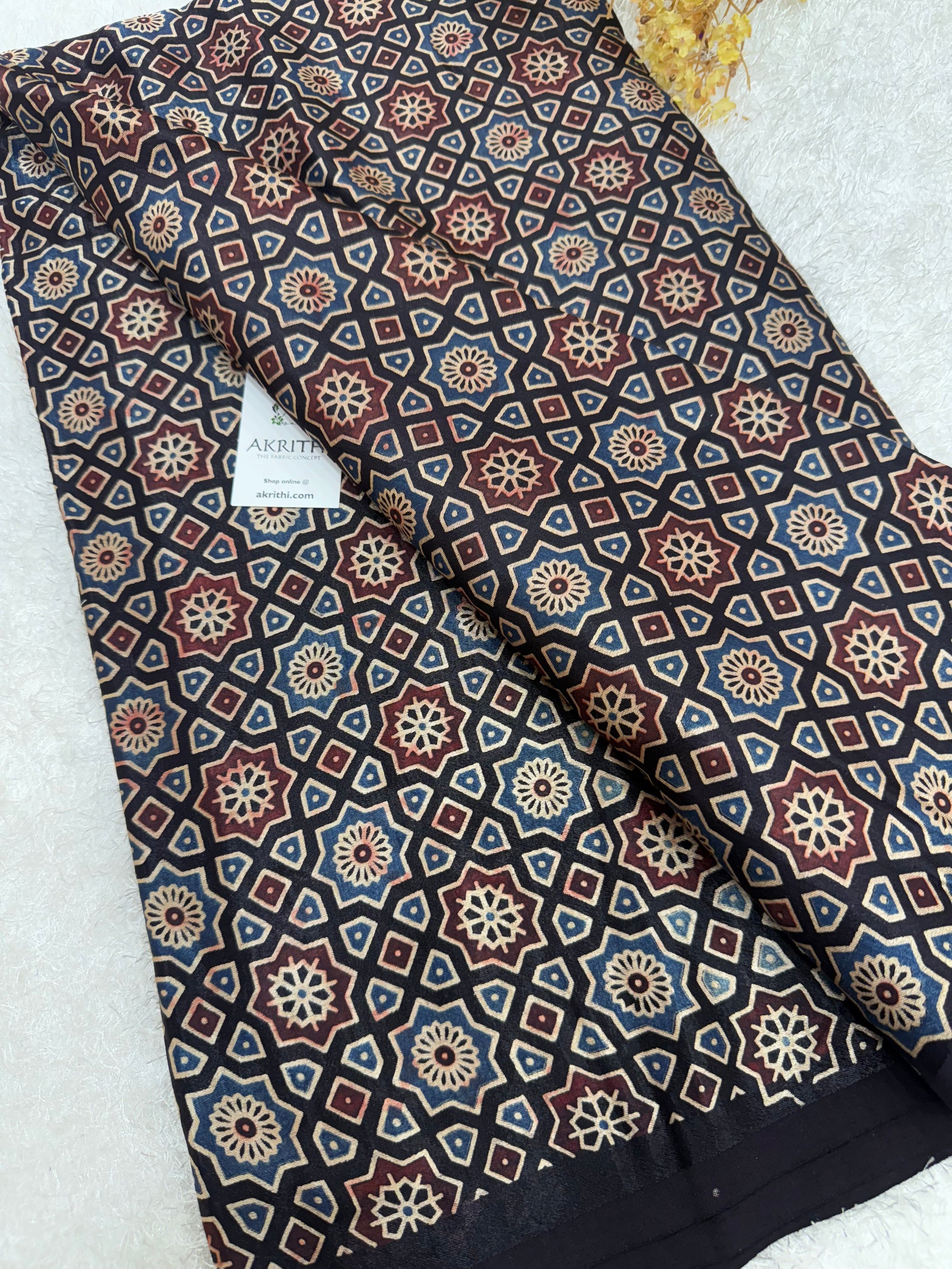 Ajrakh pure mashru silk fabric