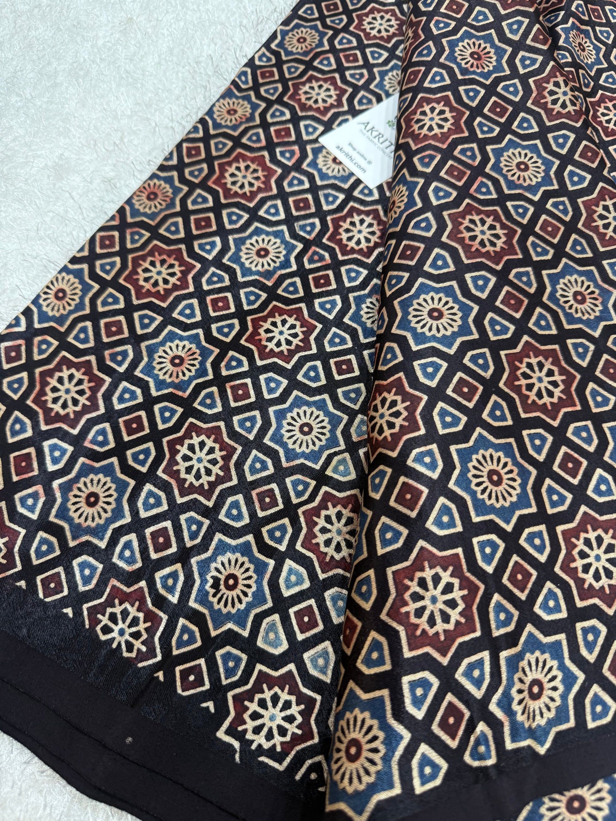 Ajrakh pure mashru silk fabric