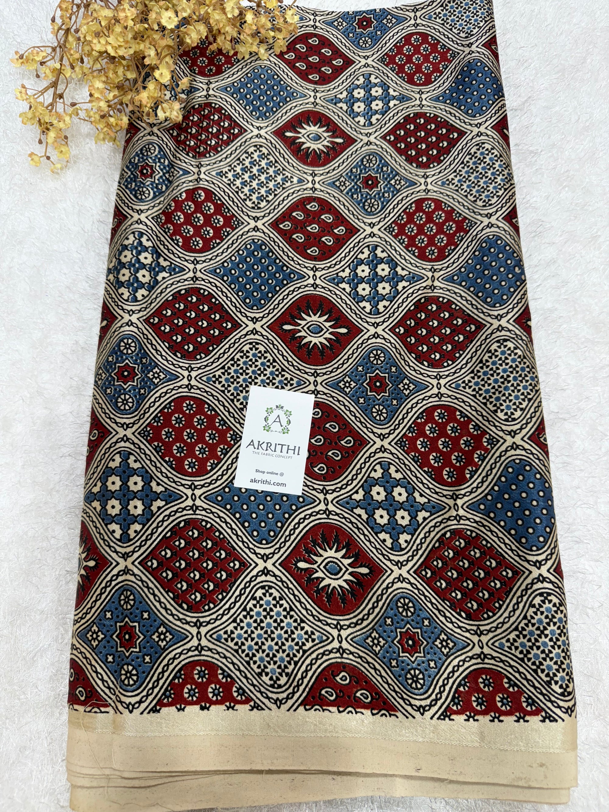 Ajrakh pure mashru silk fabric
