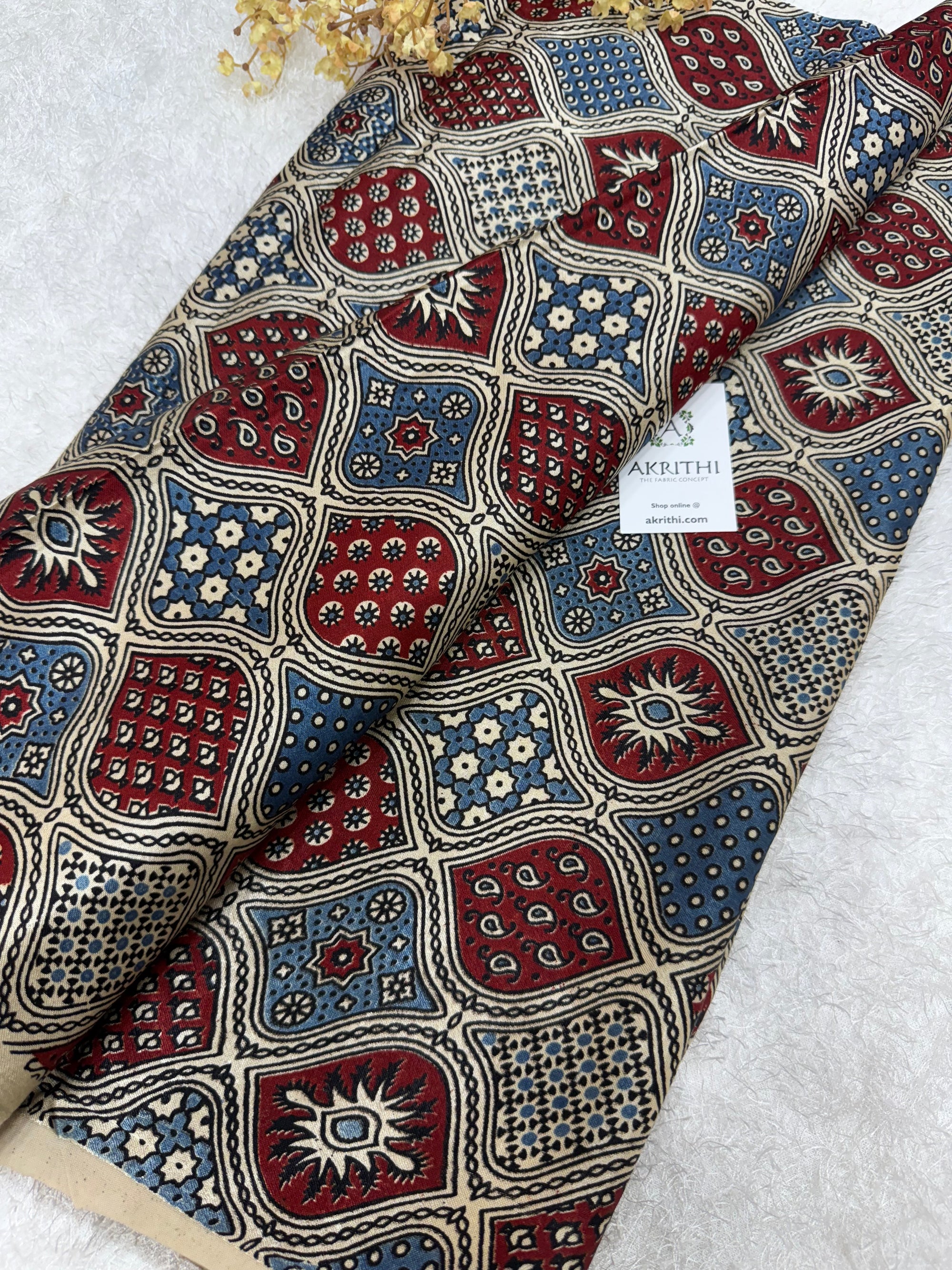 Ajrakh pure mashru silk fabric
