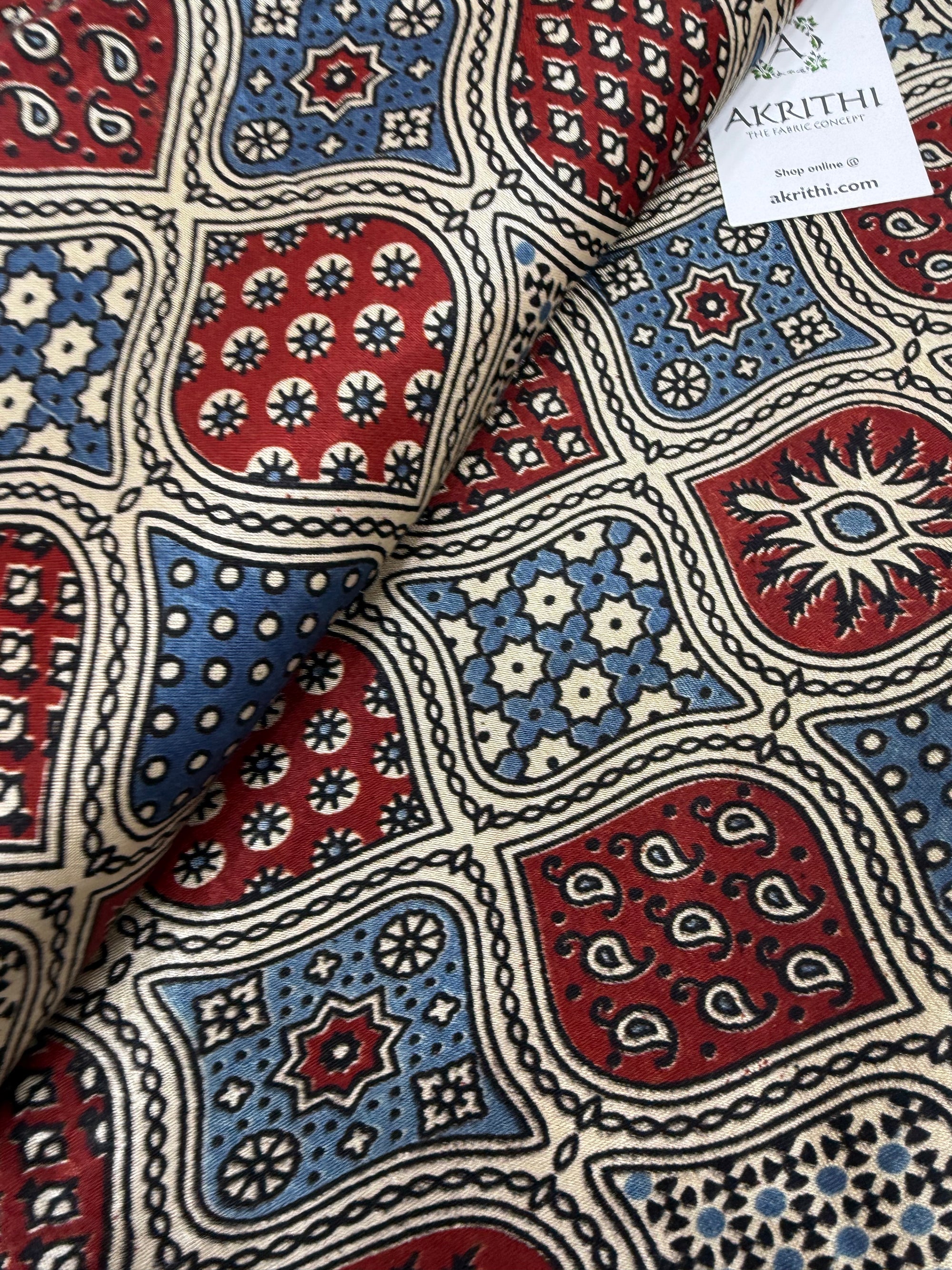 Ajrakh pure mashru silk fabric