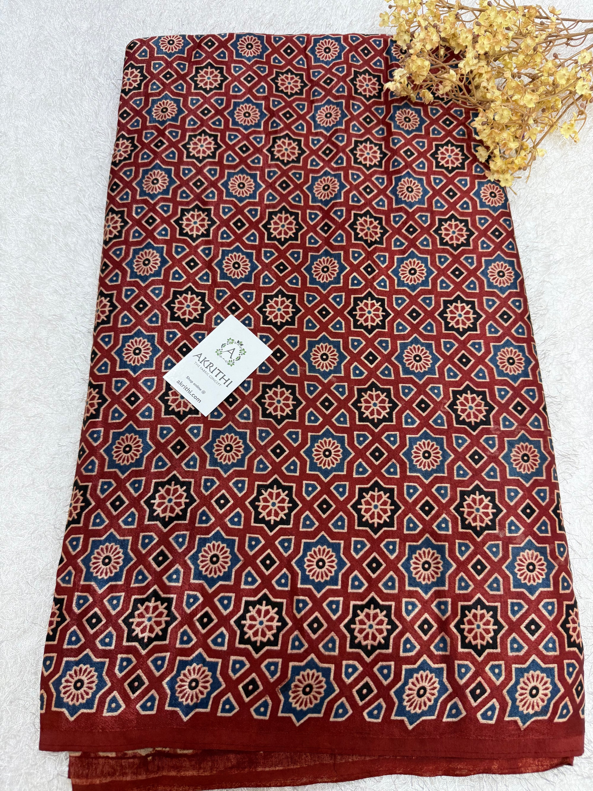 Ajrakh pure mashru silk fabric