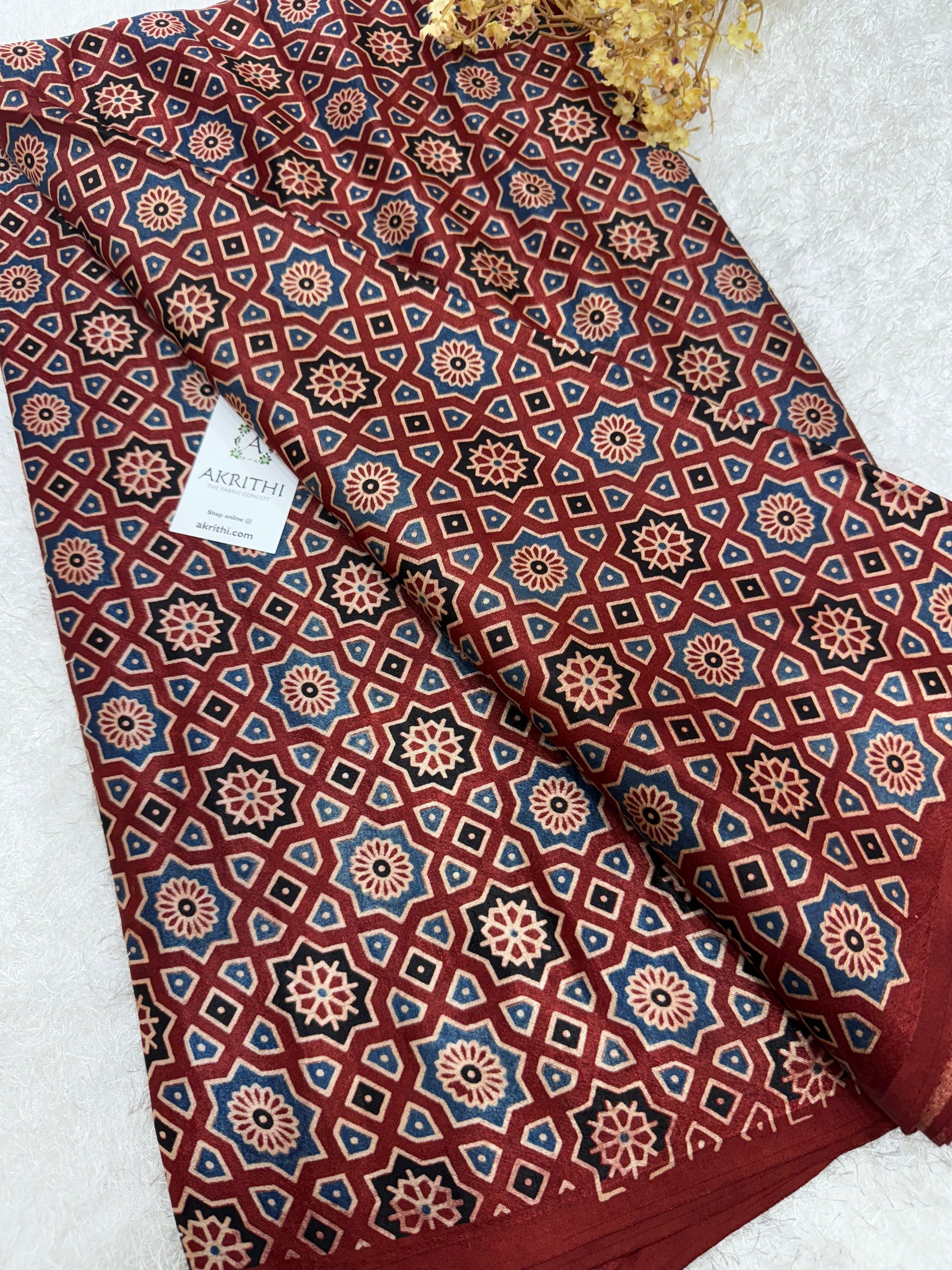 Ajrakh pure mashru silk fabric