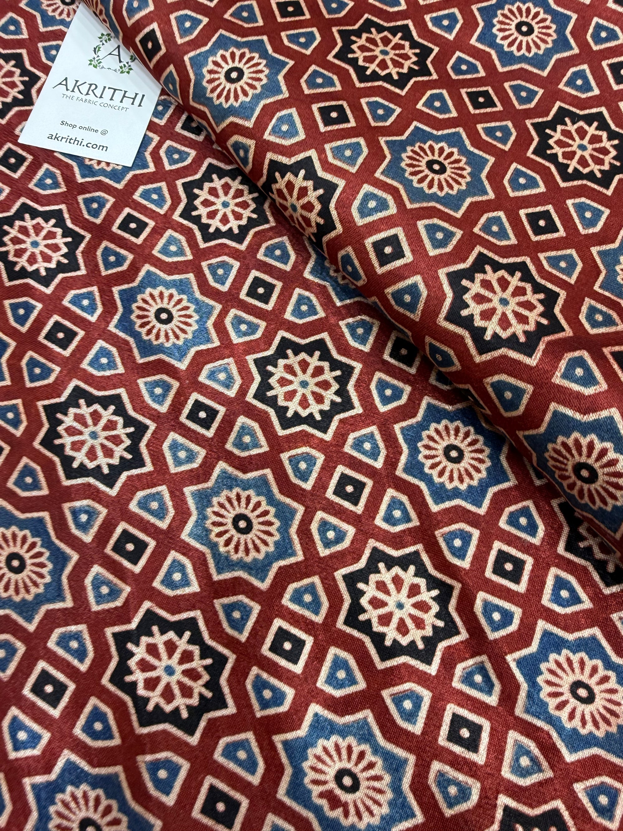 Ajrakh pure mashru silk fabric