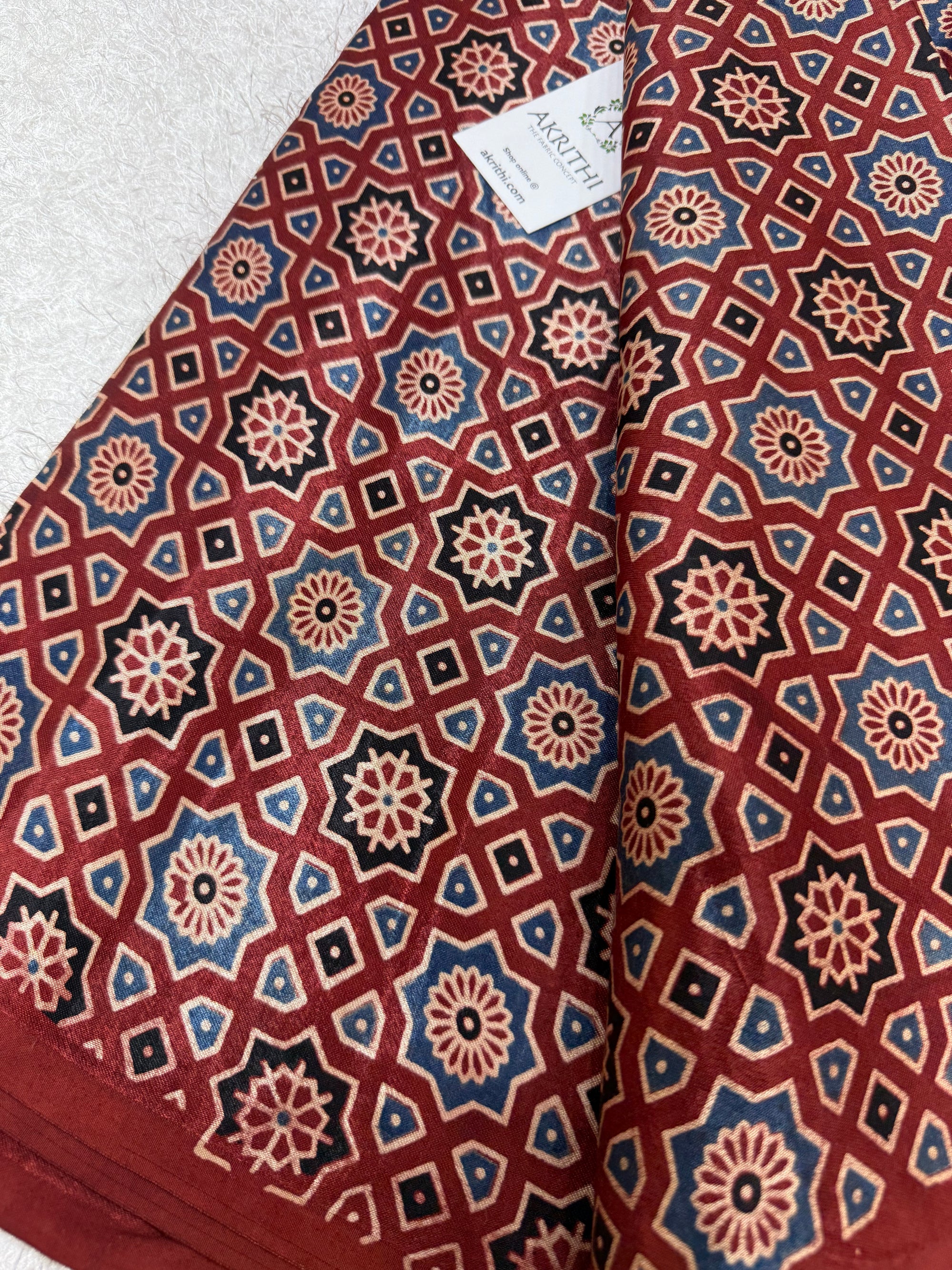 Ajrakh pure mashru silk fabric