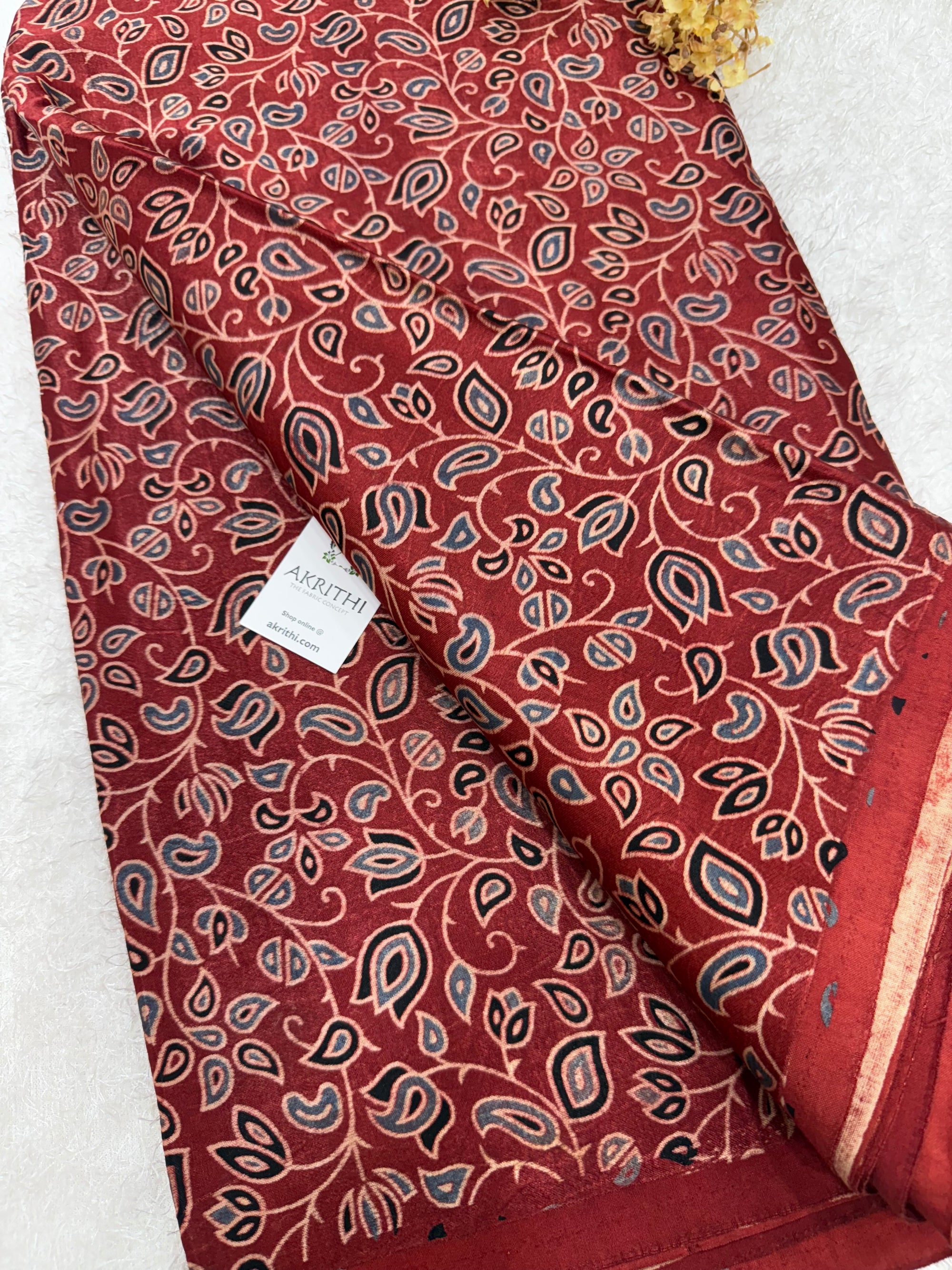 Ajrakh pure mashru silk fabric