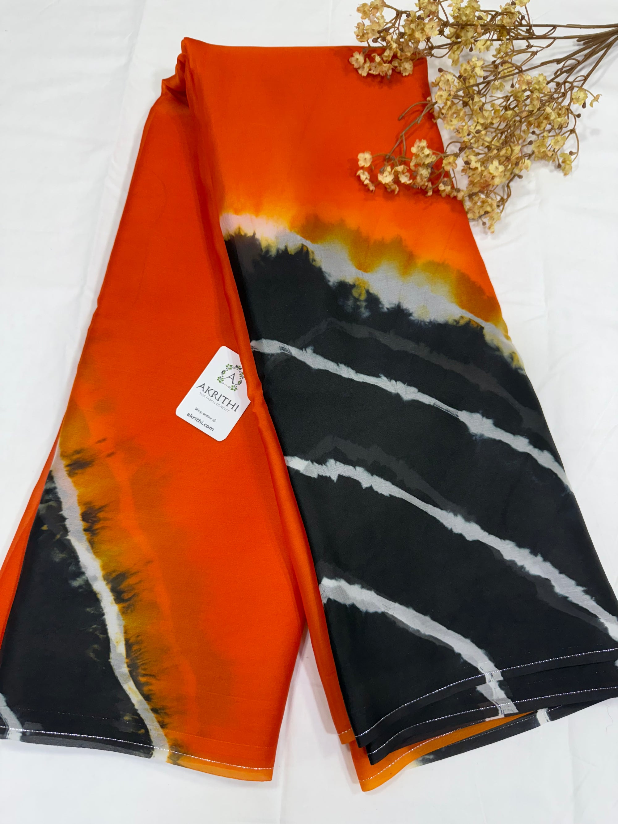 PURE SILK SATIN ORGANZA TIE AND DYE SAREE