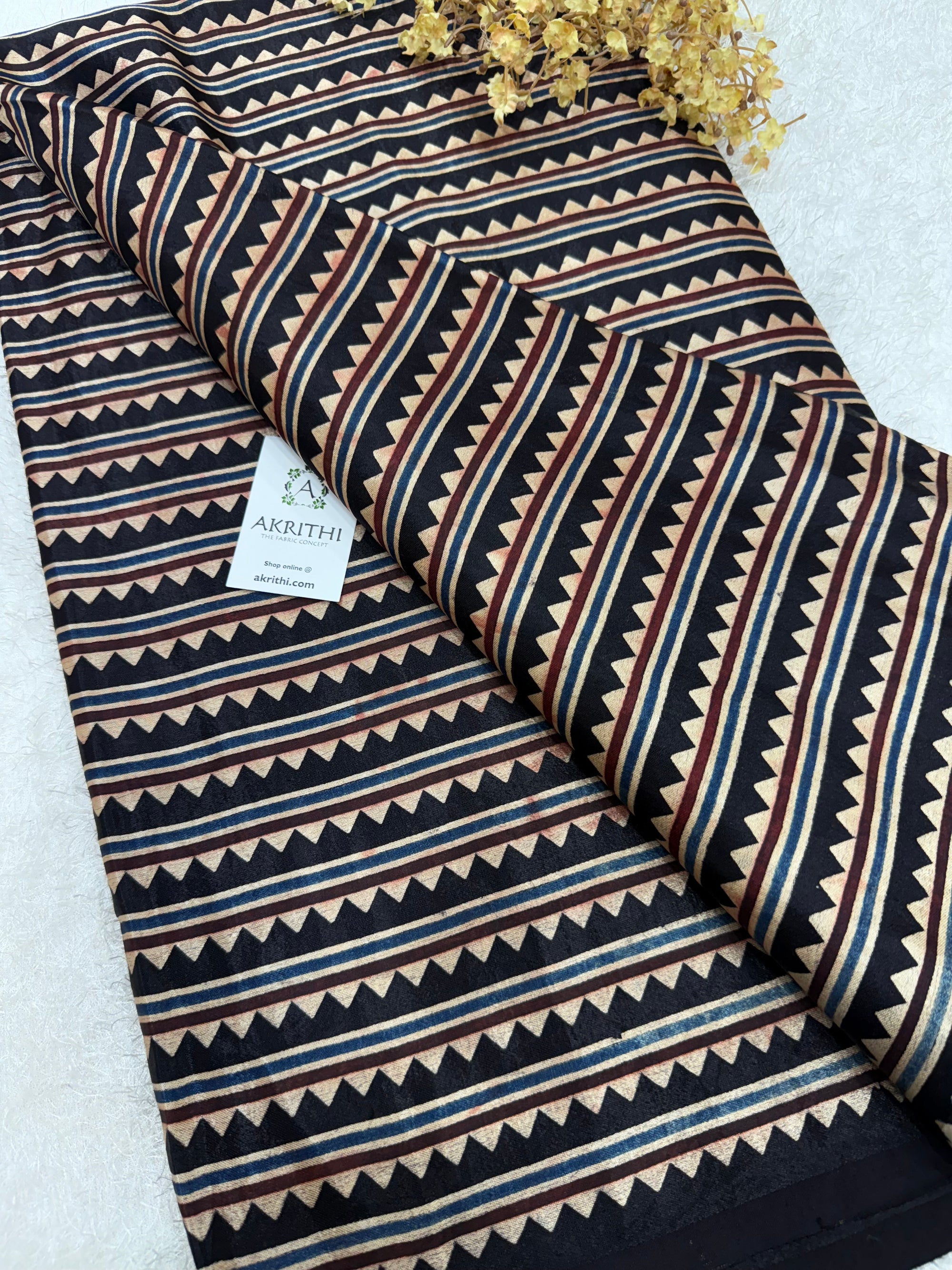 Ajrakh pure mashru silk fabric