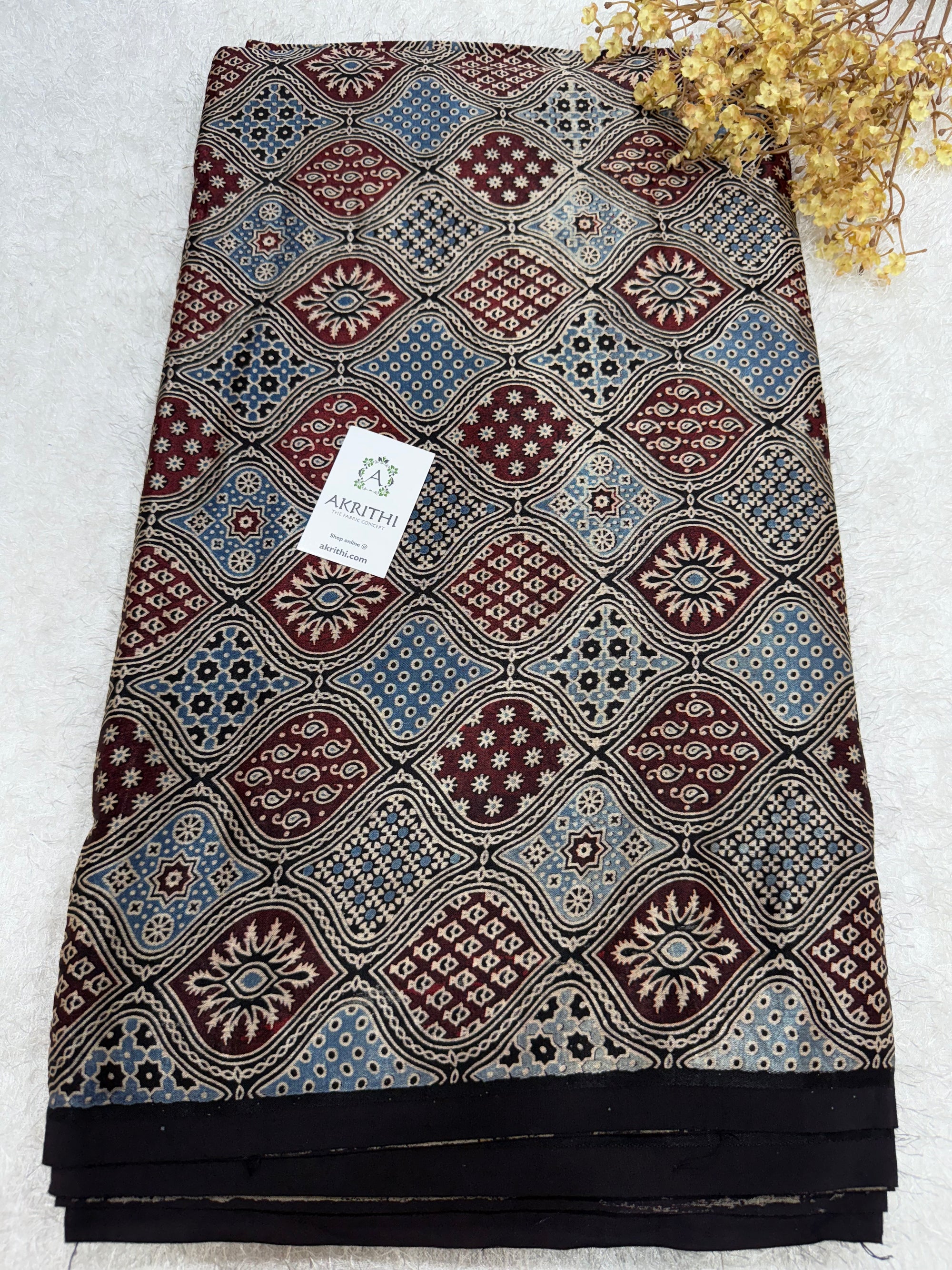 Ajrakh pure mashru silk fabric