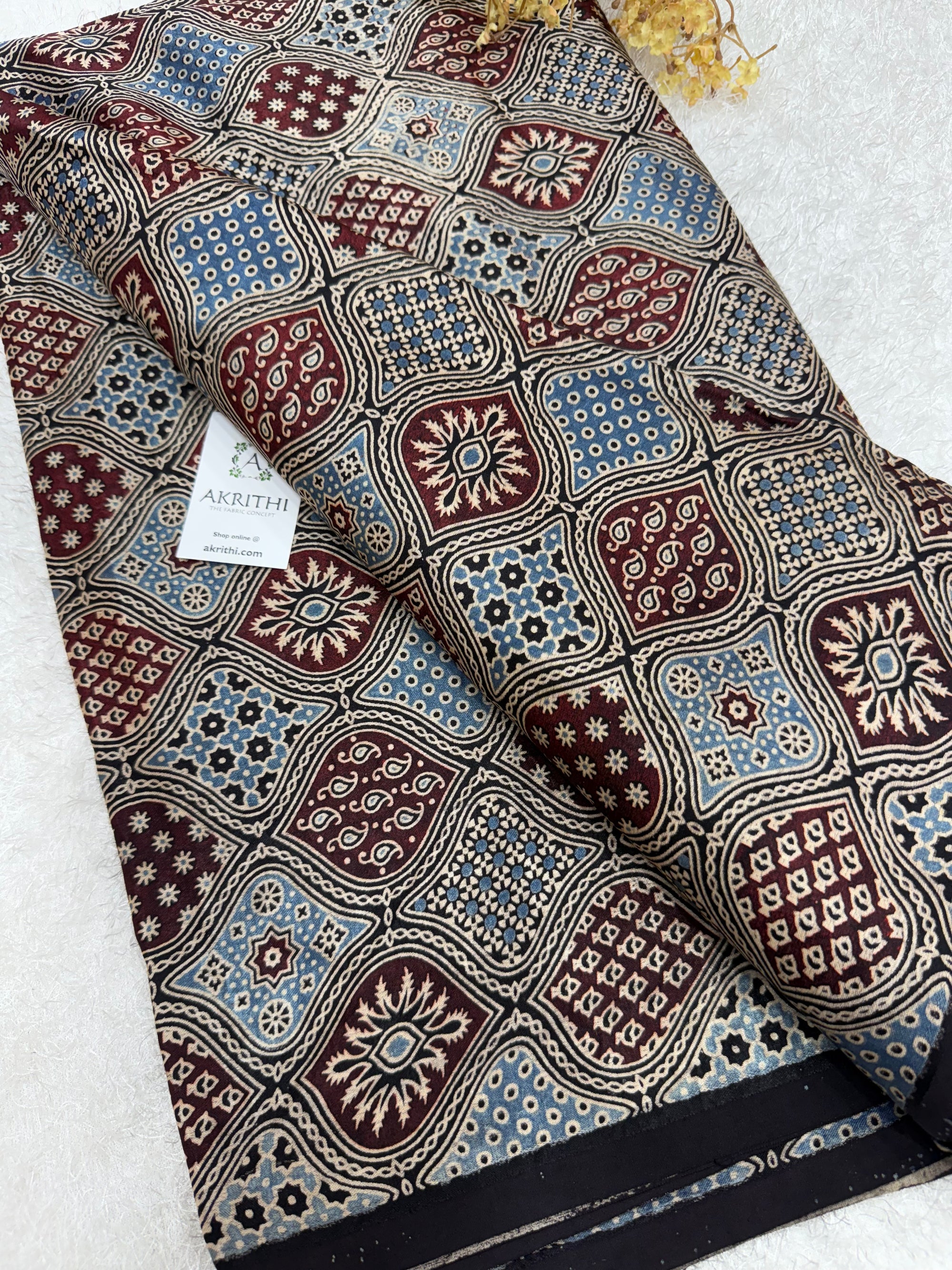 Ajrakh pure mashru silk fabric