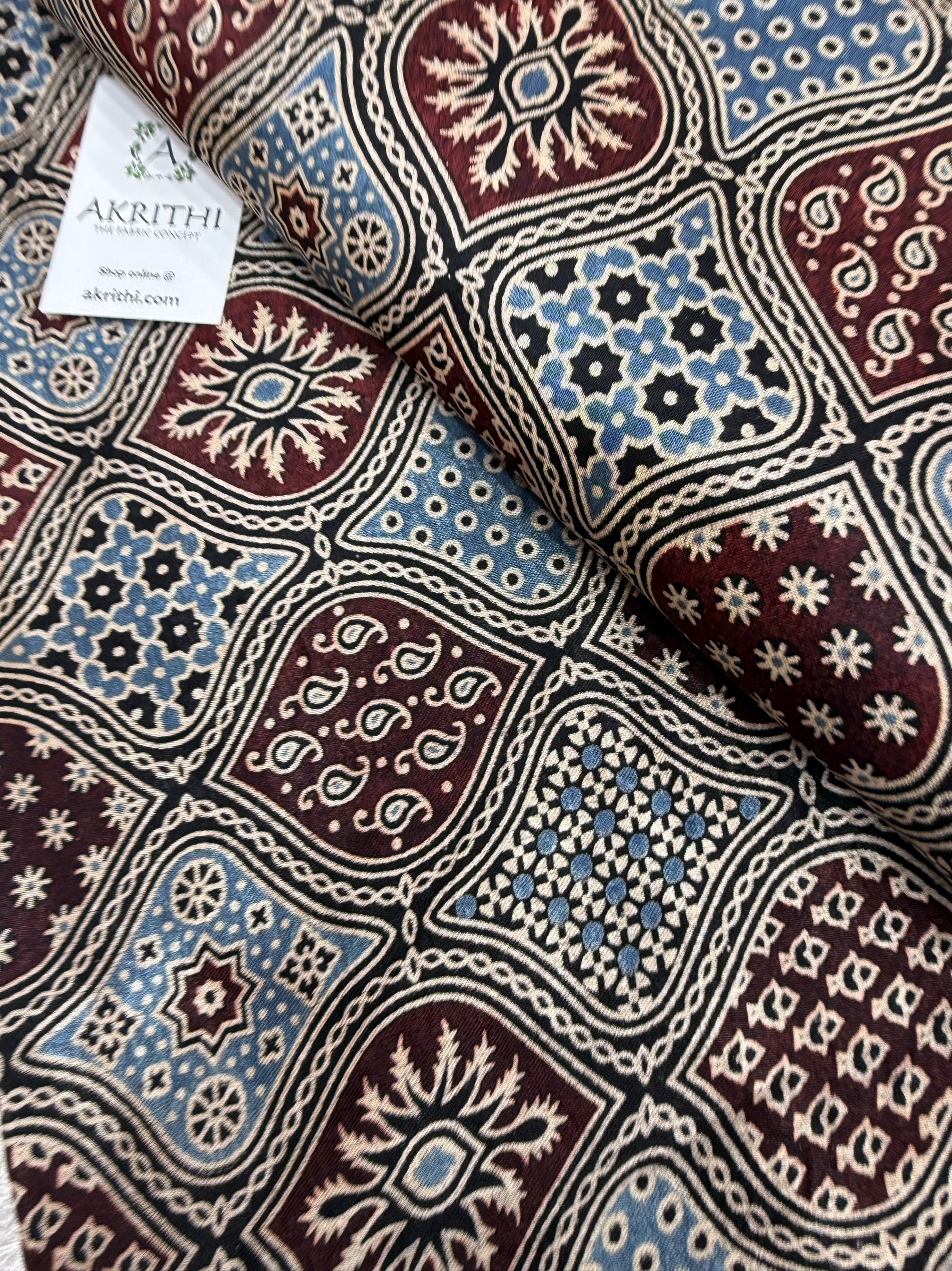 Ajrakh pure mashru silk fabric