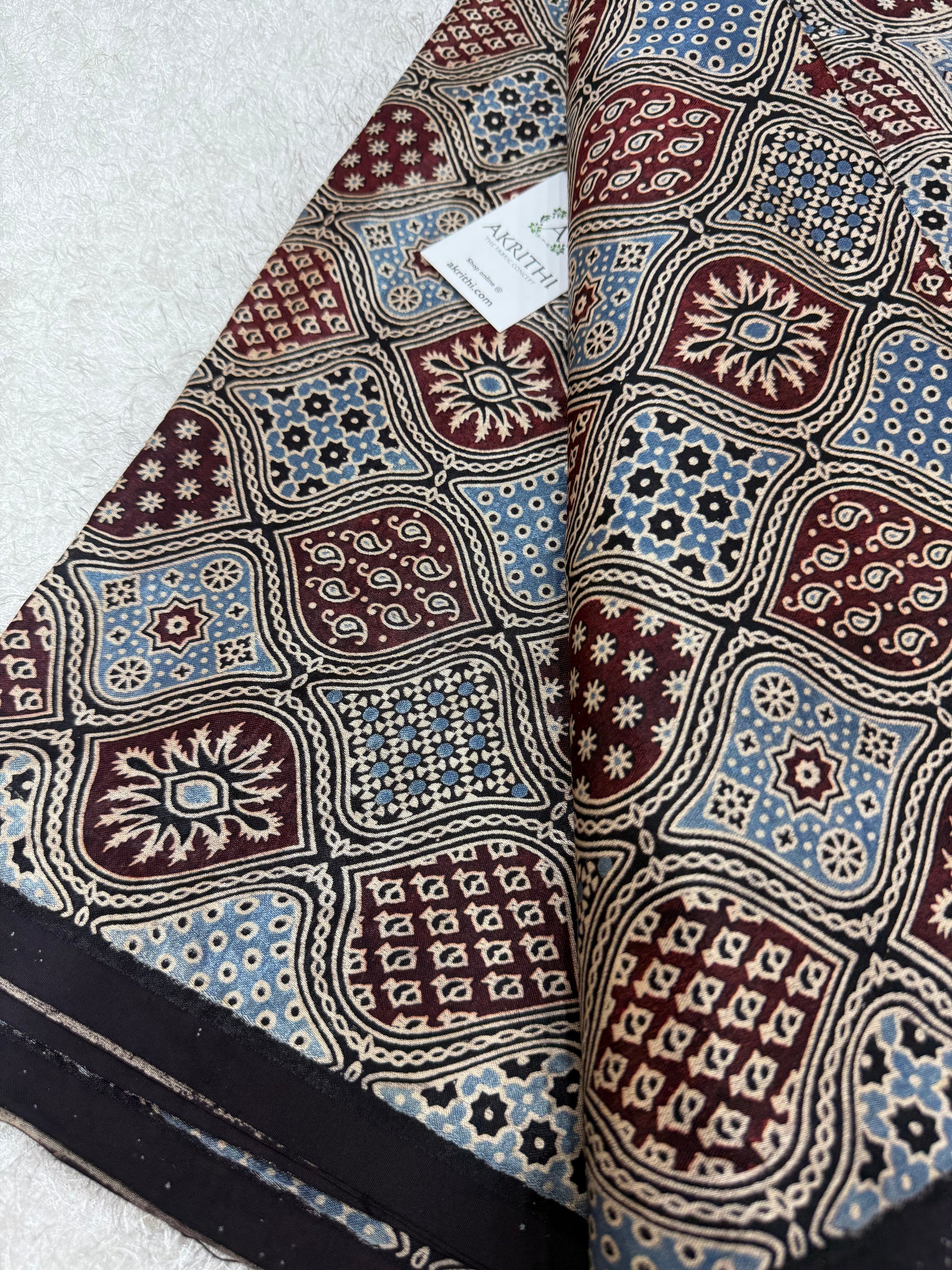 Ajrakh pure mashru silk fabric