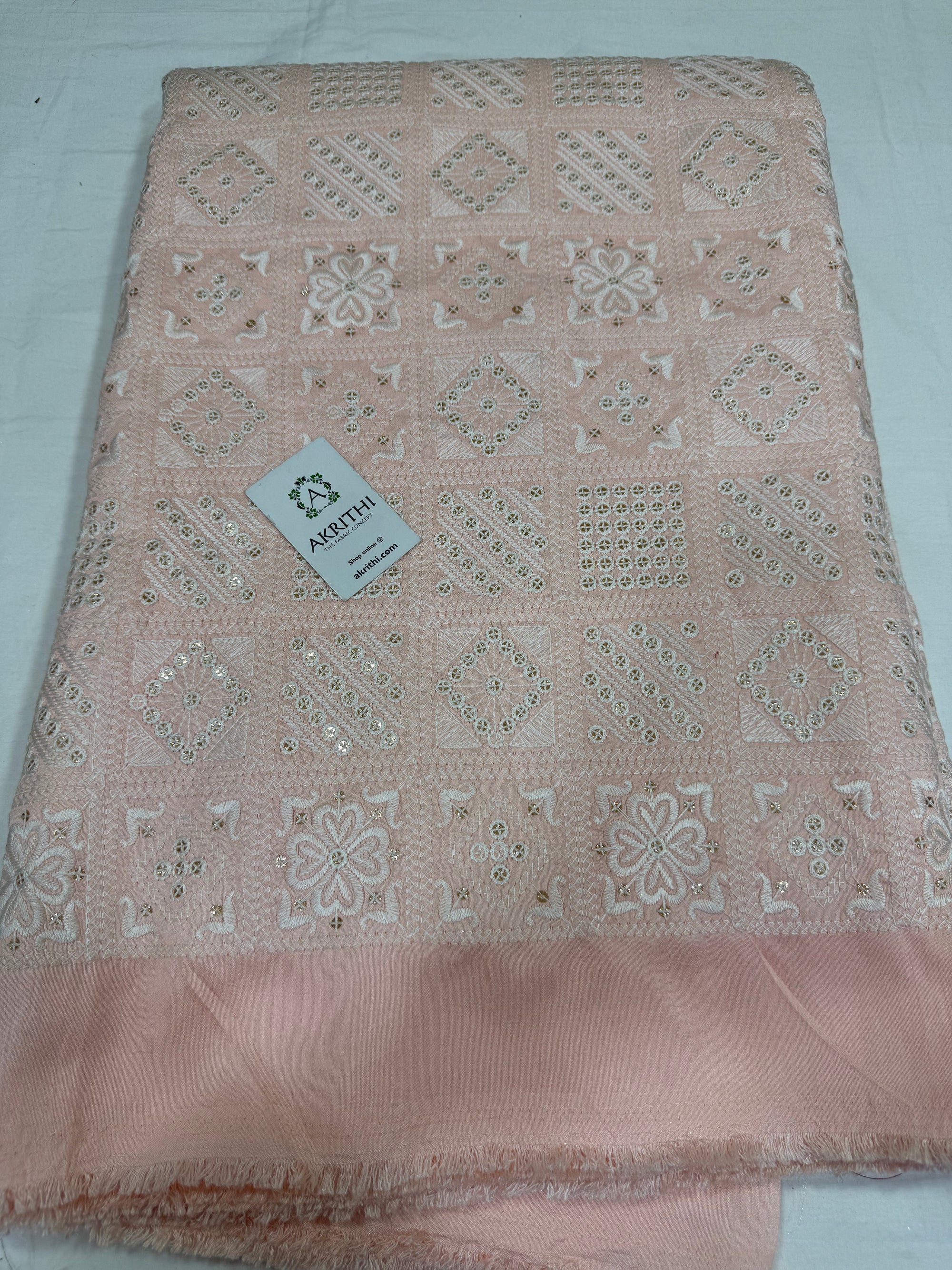 Embroidered Raw silk fabric