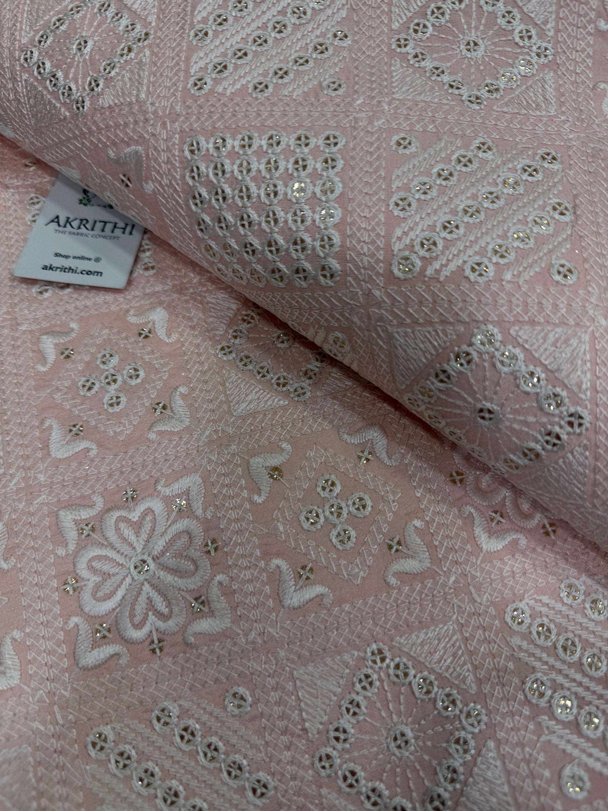 Embroidered Raw silk fabric