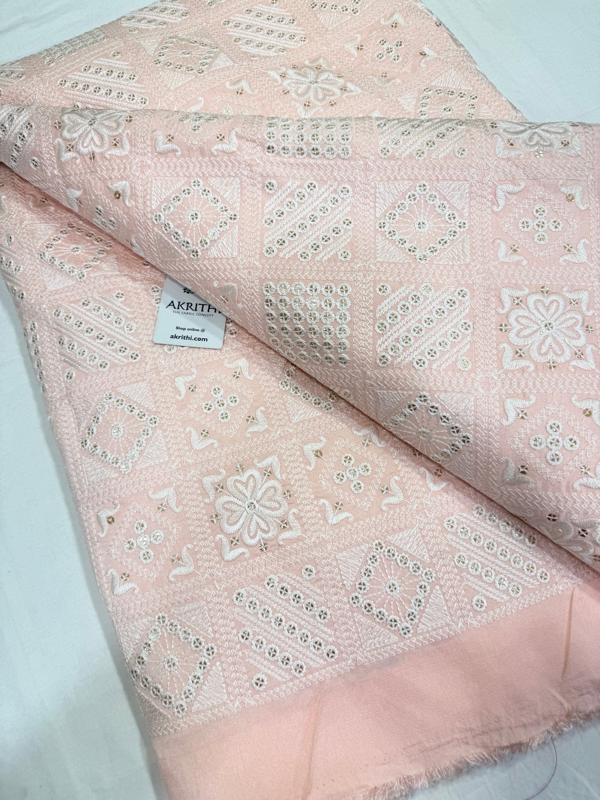 Embroidered Raw silk fabric