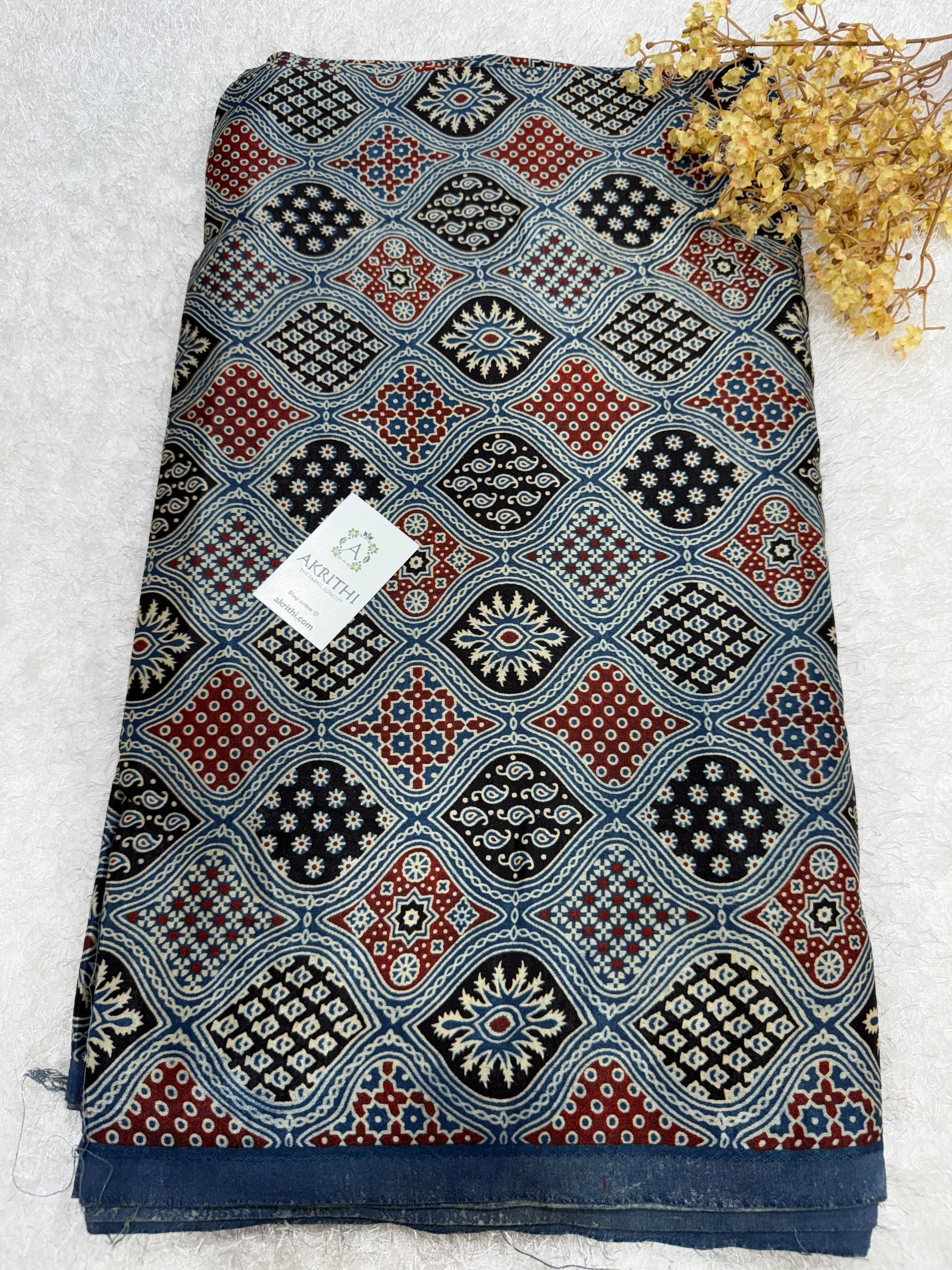 Ajrakh pure mashru silk fabric